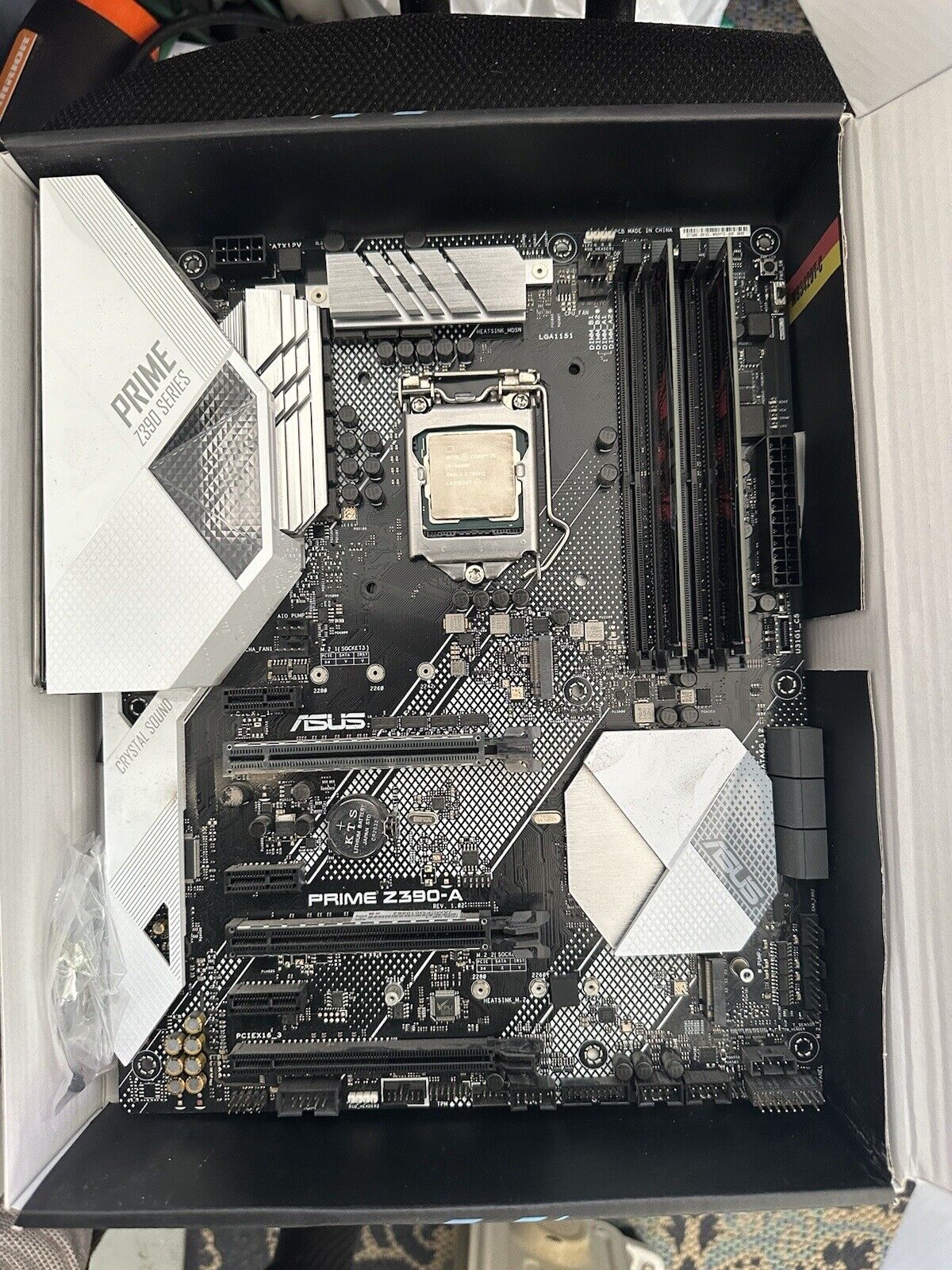 ASUS Prime Z390-A, LGA 1151, Intel Motherboard, i5 9600k, And 16gb DDR4 ram.