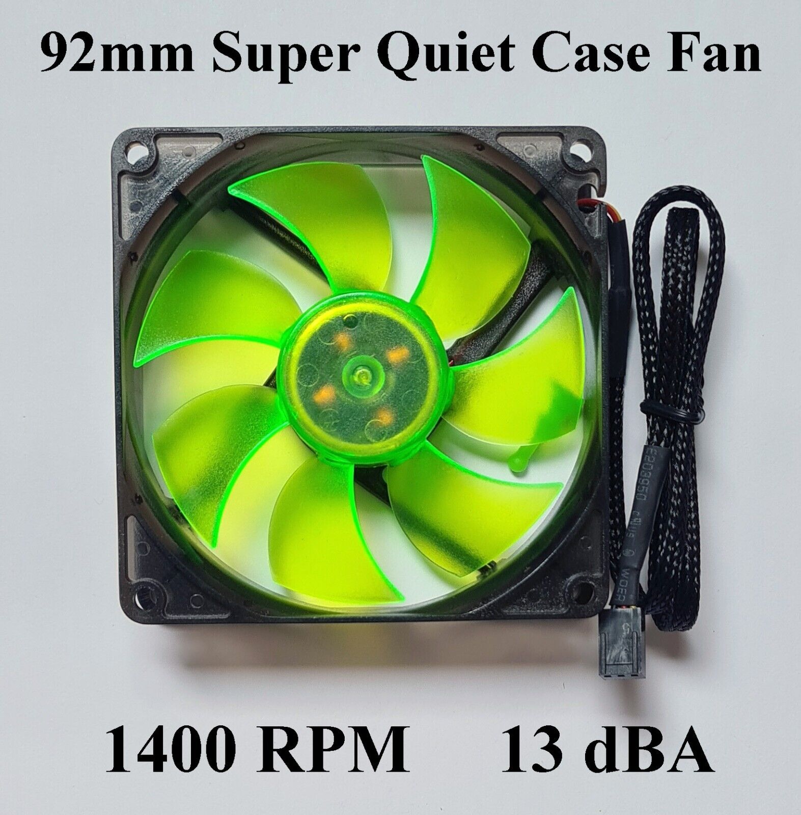 Super Quiet 92mm Case Fan 1400 RPM 13 dBA 3 pin w/ PCI Slot Fan Speed Controller