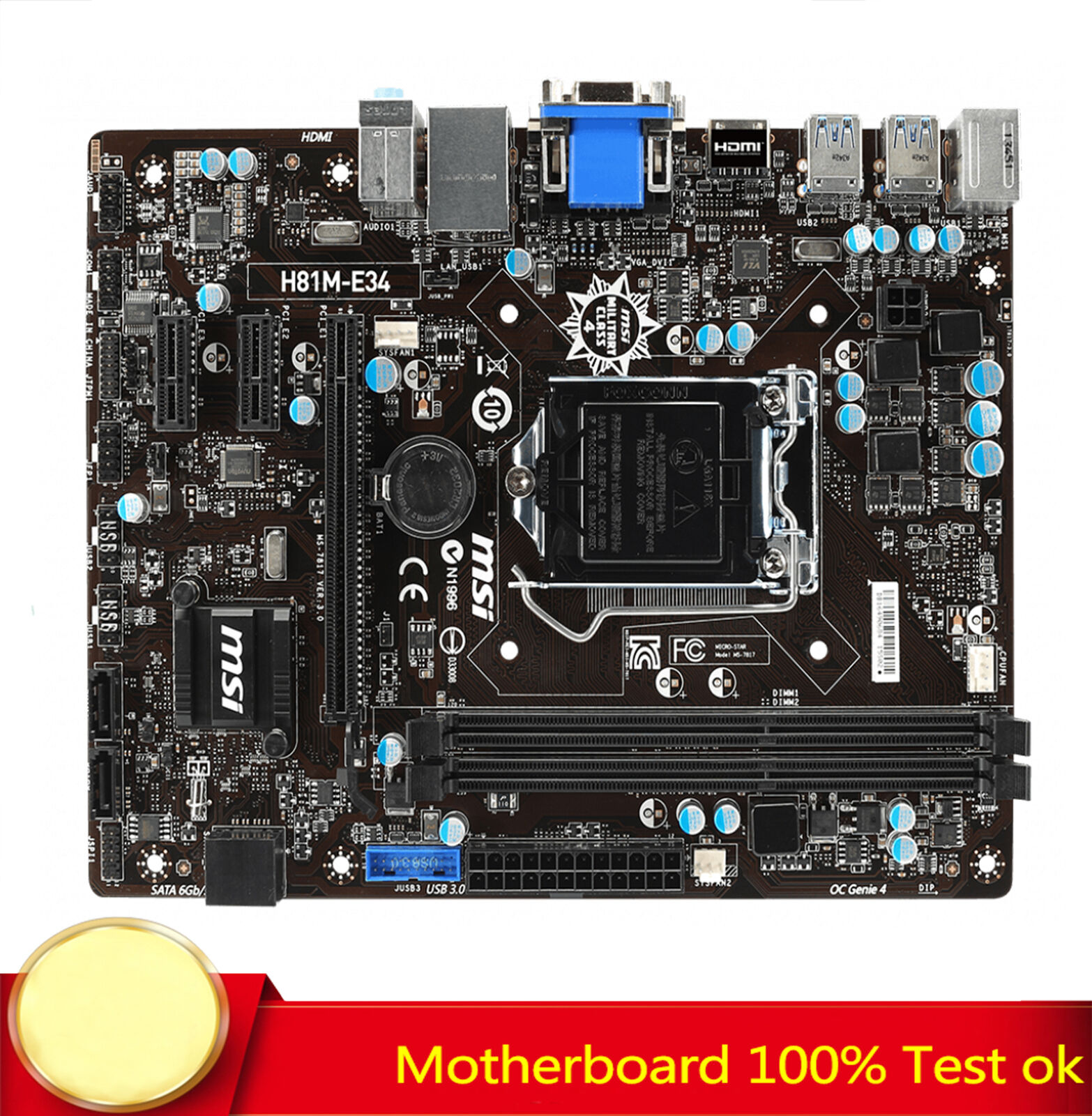 FOR MSI H81M-E34 Motherboard Supports 32GB DDR3 LGA1150 HDMI h81 100% Test Work
