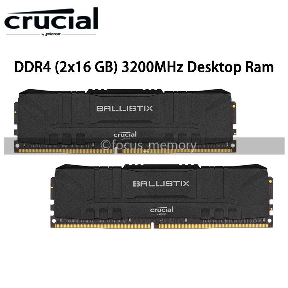 Crucial Ballistix 32GB (2x 16GB) PC4-25600 DDR4-3200 Desktop Memory 288pin 1.35V