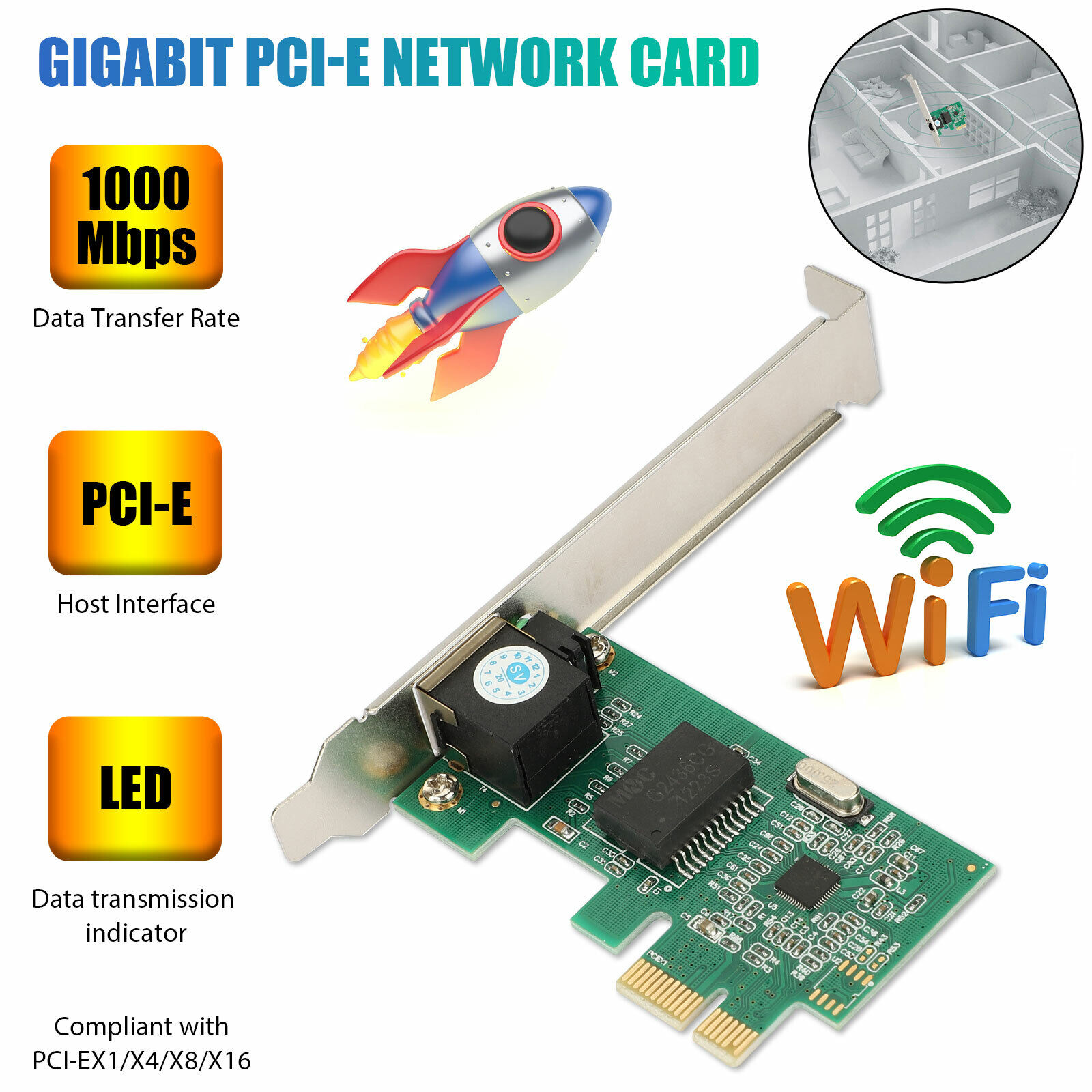 PCI-E PCI 10/100/1000 Mbps LAN Card Express Gigabit Ethernet Network Adapter