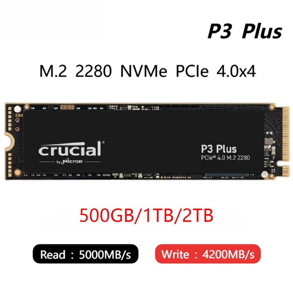Crucial P3 Plus 500GB 1TB 2TB M.2 SSD PCIe 4.0 NVMe Internal  Solid State Drive
