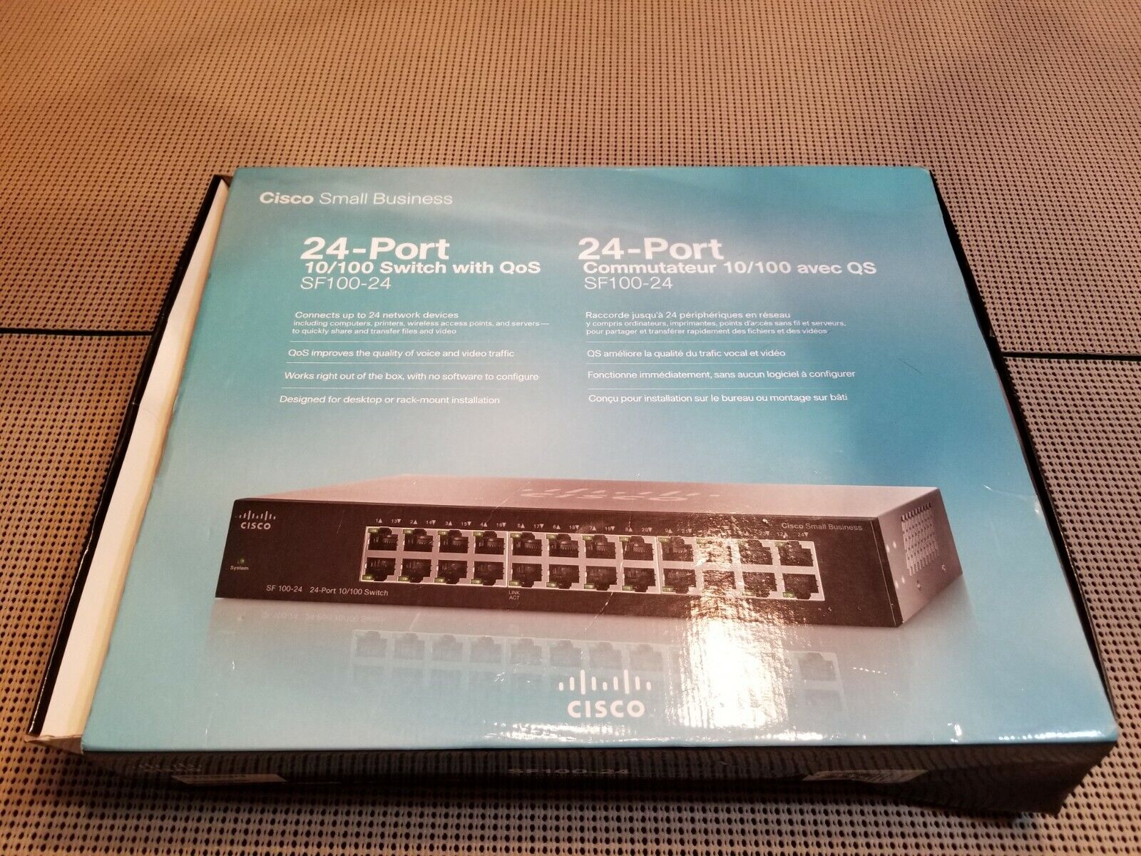 Cisco SF100-24 24 Port 10/100 Network Switch *IN BOX, NEVER USED*