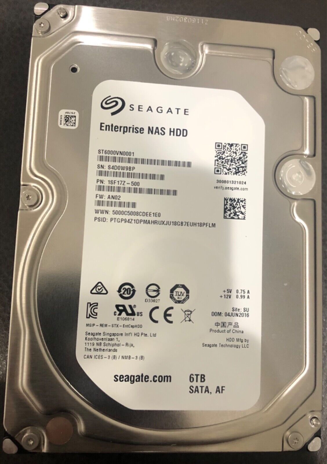 SEAGATE Enterprise NAS HDD hard drive 6 TB