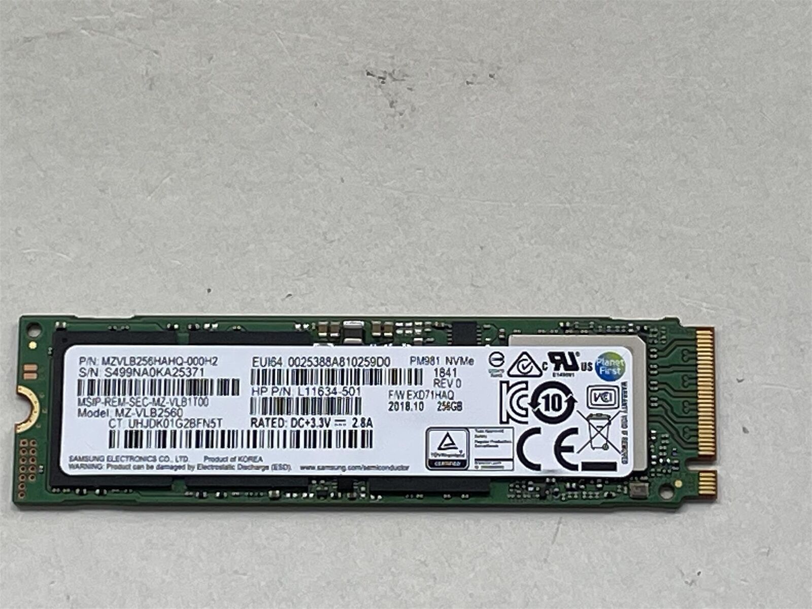 For HP L58130-001 Samsung PM981 M.2 NVMe 256GB SSD Solid State Drive MZ-VLB2560