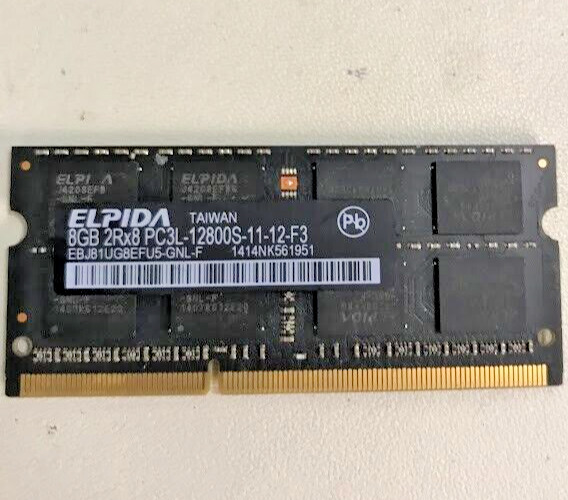 LOT of 2 | Elpida 16GB (8GB x2) DDR3 PC3L-12800S Laptop RAM Memory