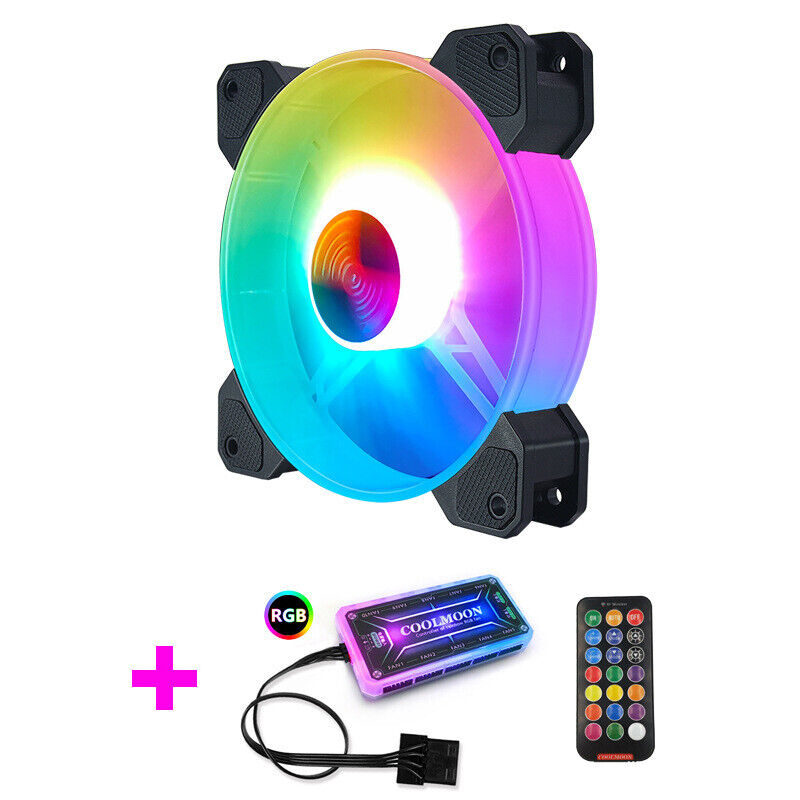 RGB Computer Case Fan PC Cooling 120mm Sync LED Quiet with 1 Remote Control 12V