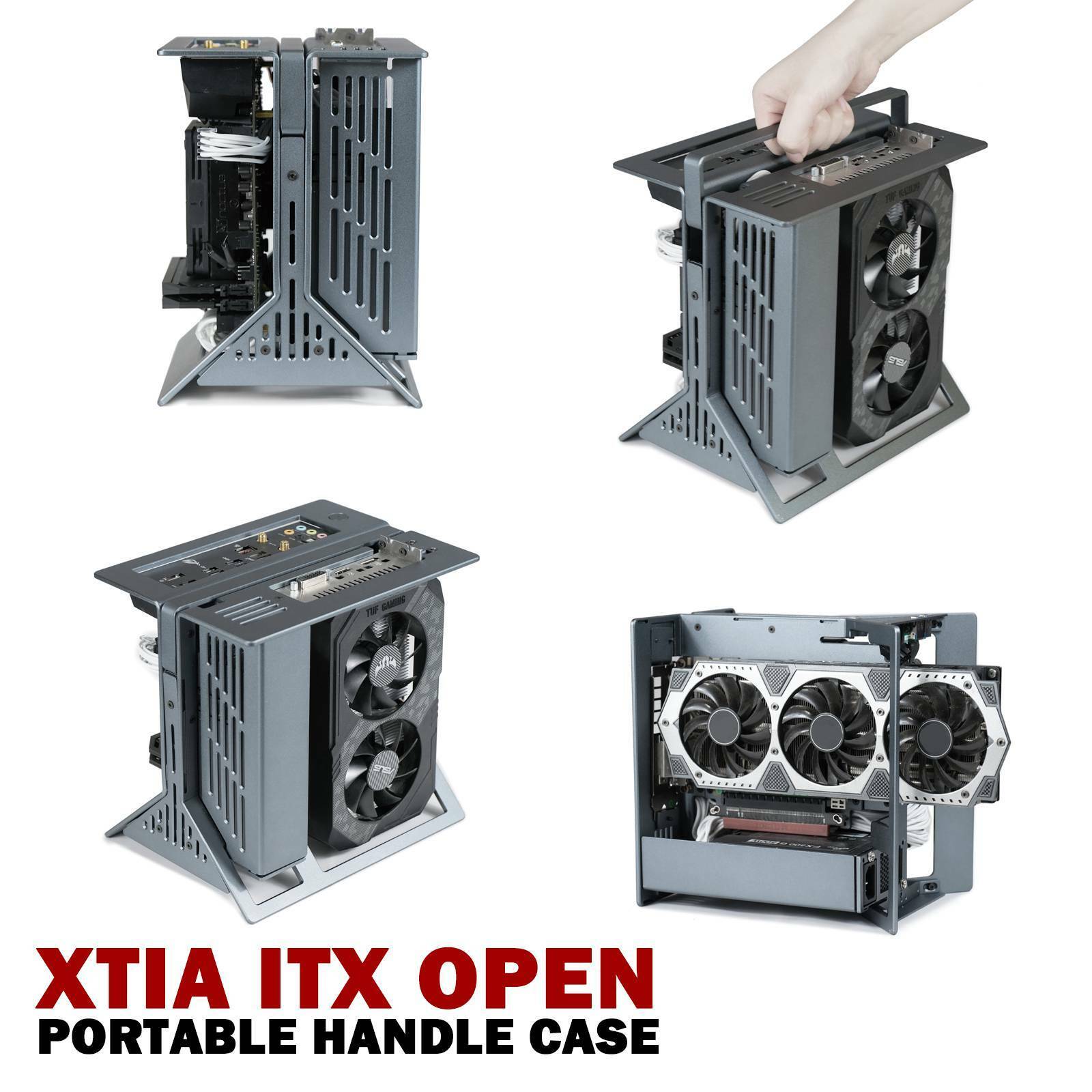 Dark Grey XTIA MINI ITX Open Case Mini Tower Case 1U FLEX Computer Case NEW 1PC
