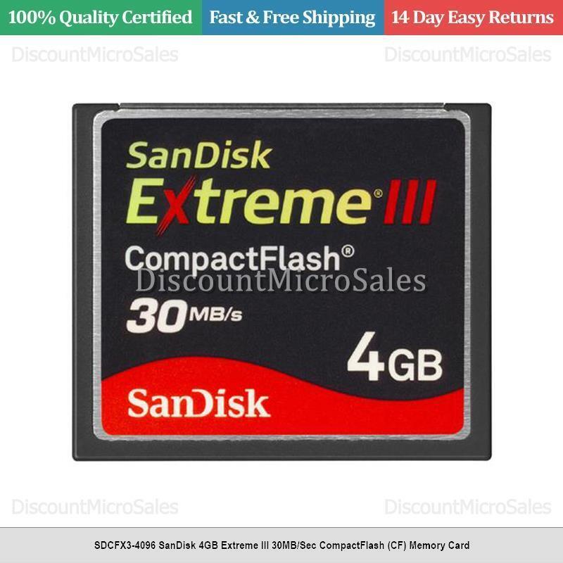 SDCFX3-4096 SanDisk 4GB Extreme III 30MB/Sec CompactFlash (CF) Memory Card