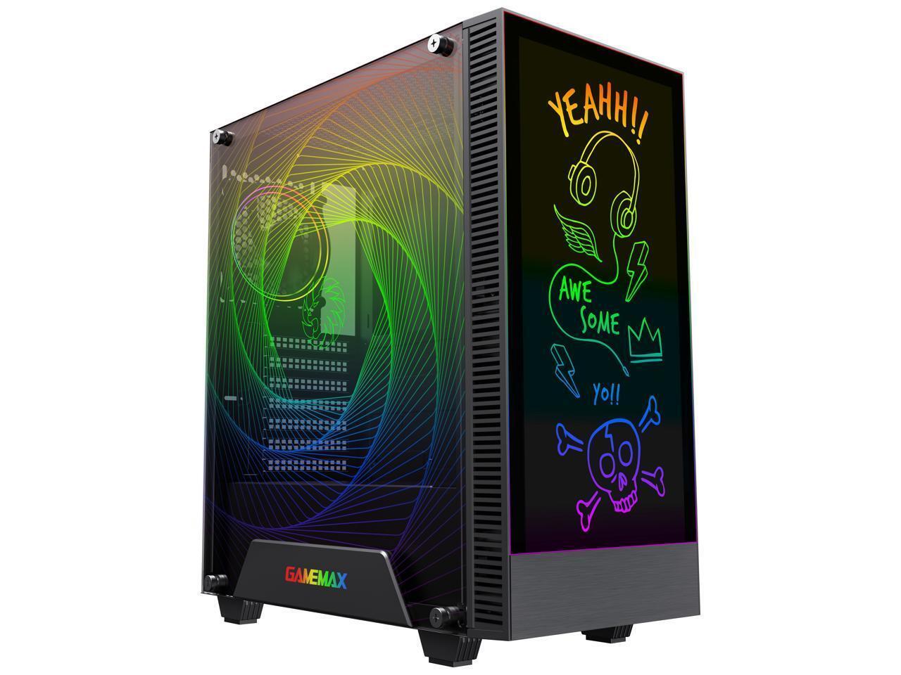 Gamemax Kreator Black USB3.0 Tempered Glass ATX Mid Tower Gaming Computer Case
