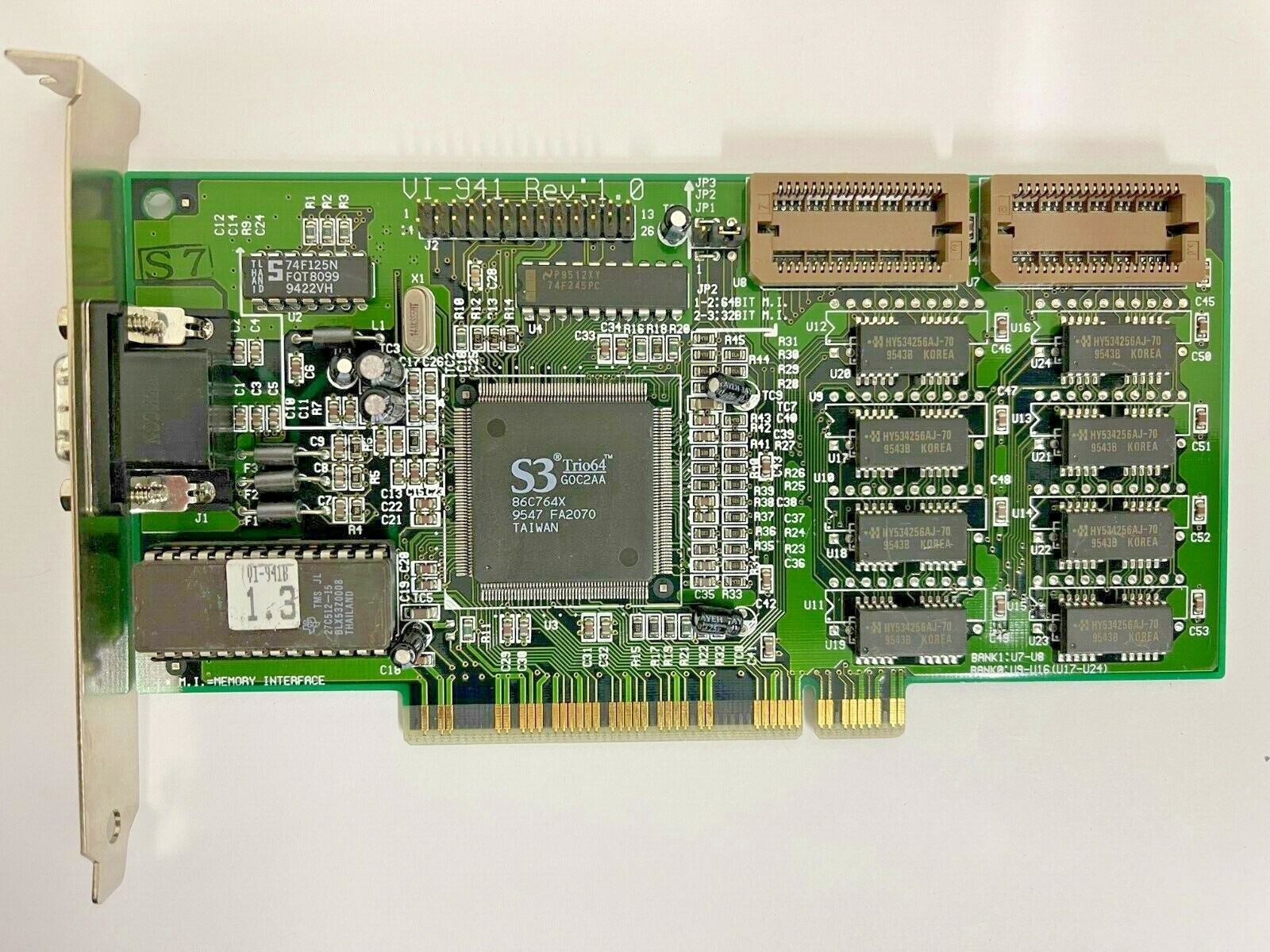 RARE VINTAGE VT-941 REV 1.0 S3 TRIO64 PCI 1 MB EXP 2 MB PCI VGA CARD MXB30