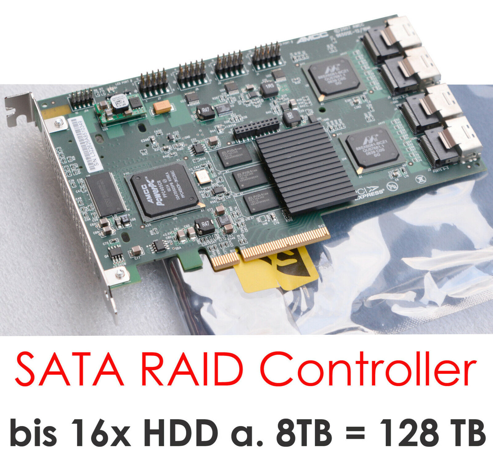 16x Pcie SATA Raid Controller Lsi 3ware 9650SE-0.5oz Cable For 16x HDD Per 8TB
