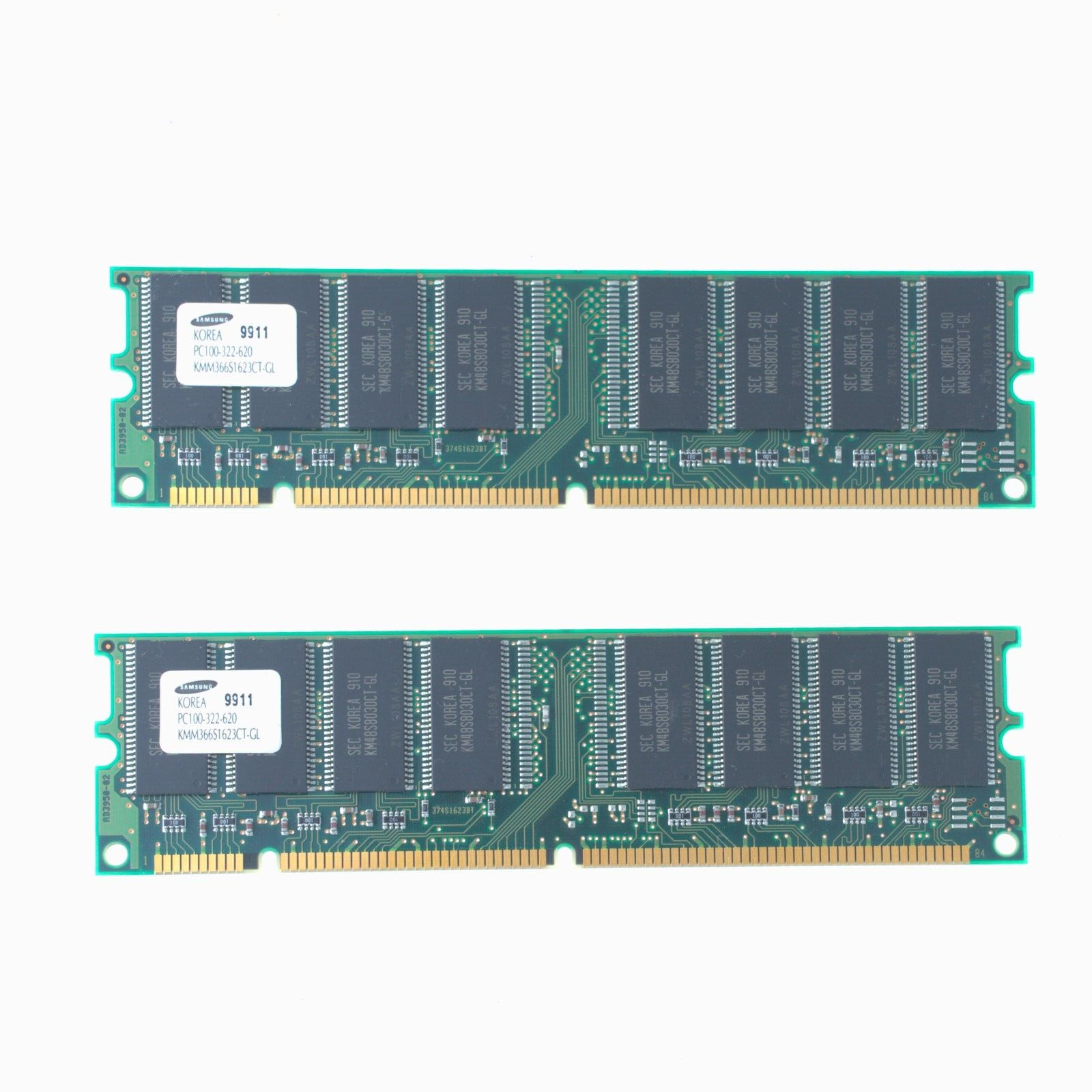 2 x Samsung 9911 PC100-322-620 KMM366S1623CT-GL RAM Memory
