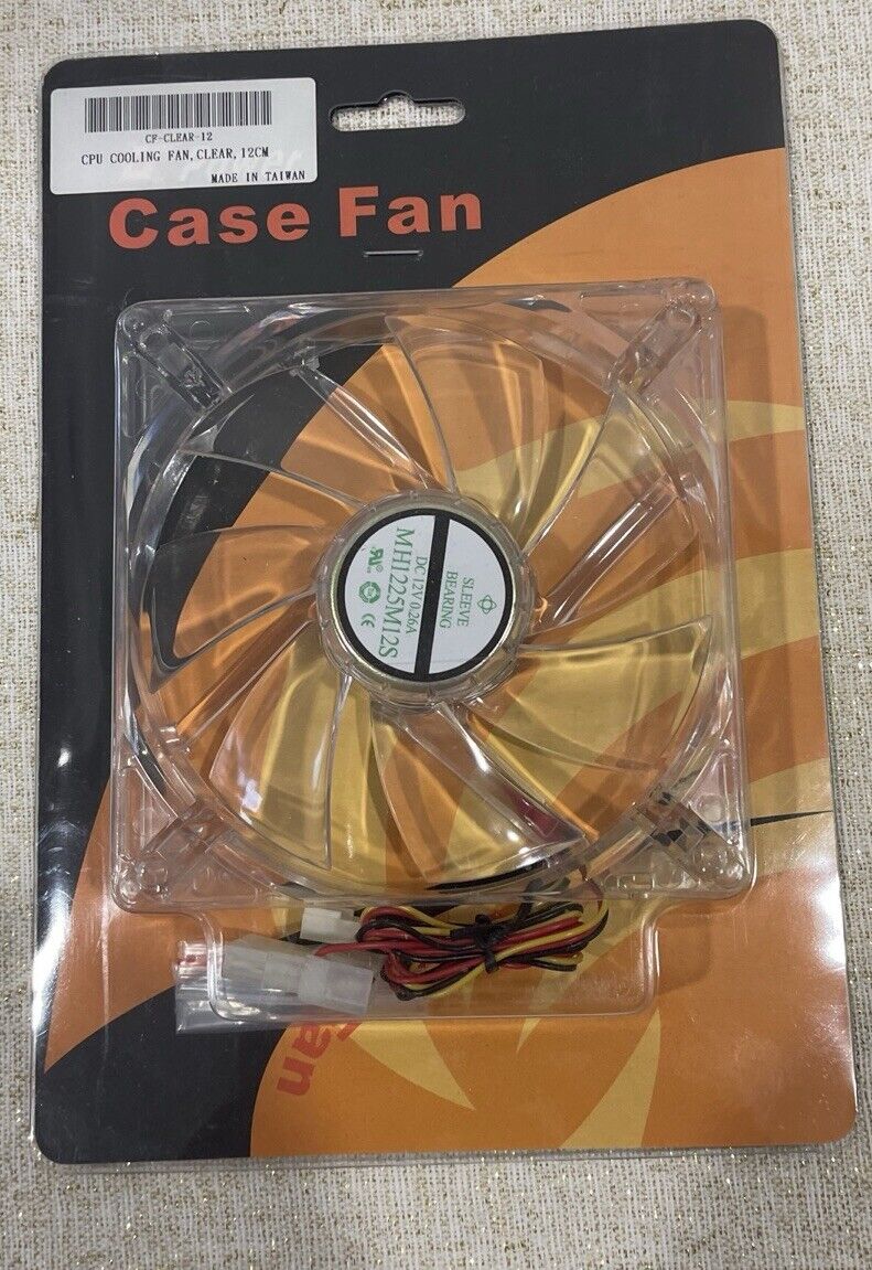 New Old Stock,120mm Computer case fan CPU COOLING FAN, CLEAR, 12CM, TAIWAN