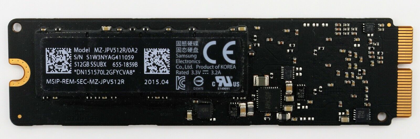 Apple OEM 512GB SSD PCIe 3.0x4 SSUBX MZ-JPV512R/0A2 2013-2014 Air 2013-2015 Pro