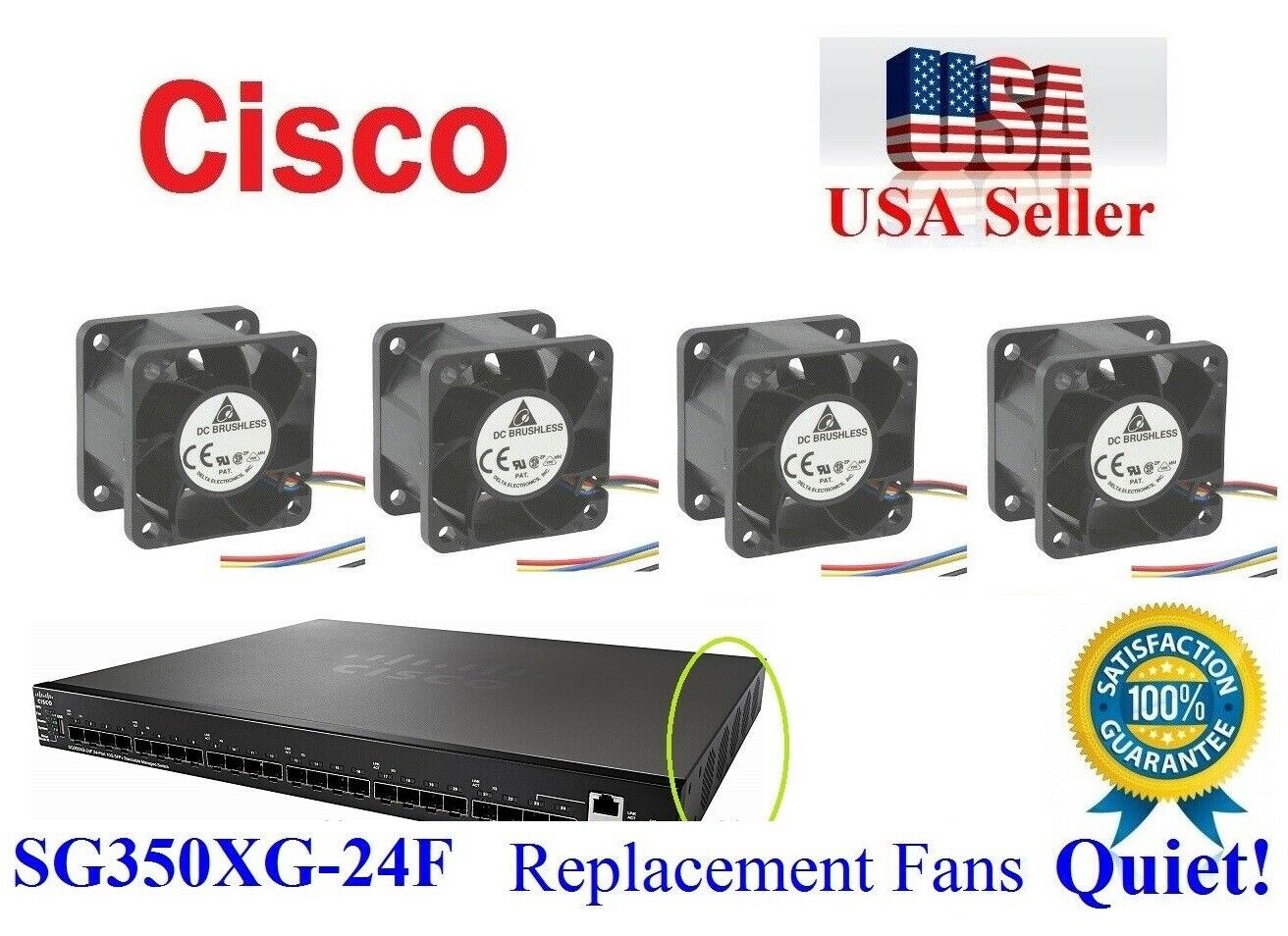 4Pack **Quiet** Replacement Fans Cisco SG350XG-24F Low Noise Best Home Office
