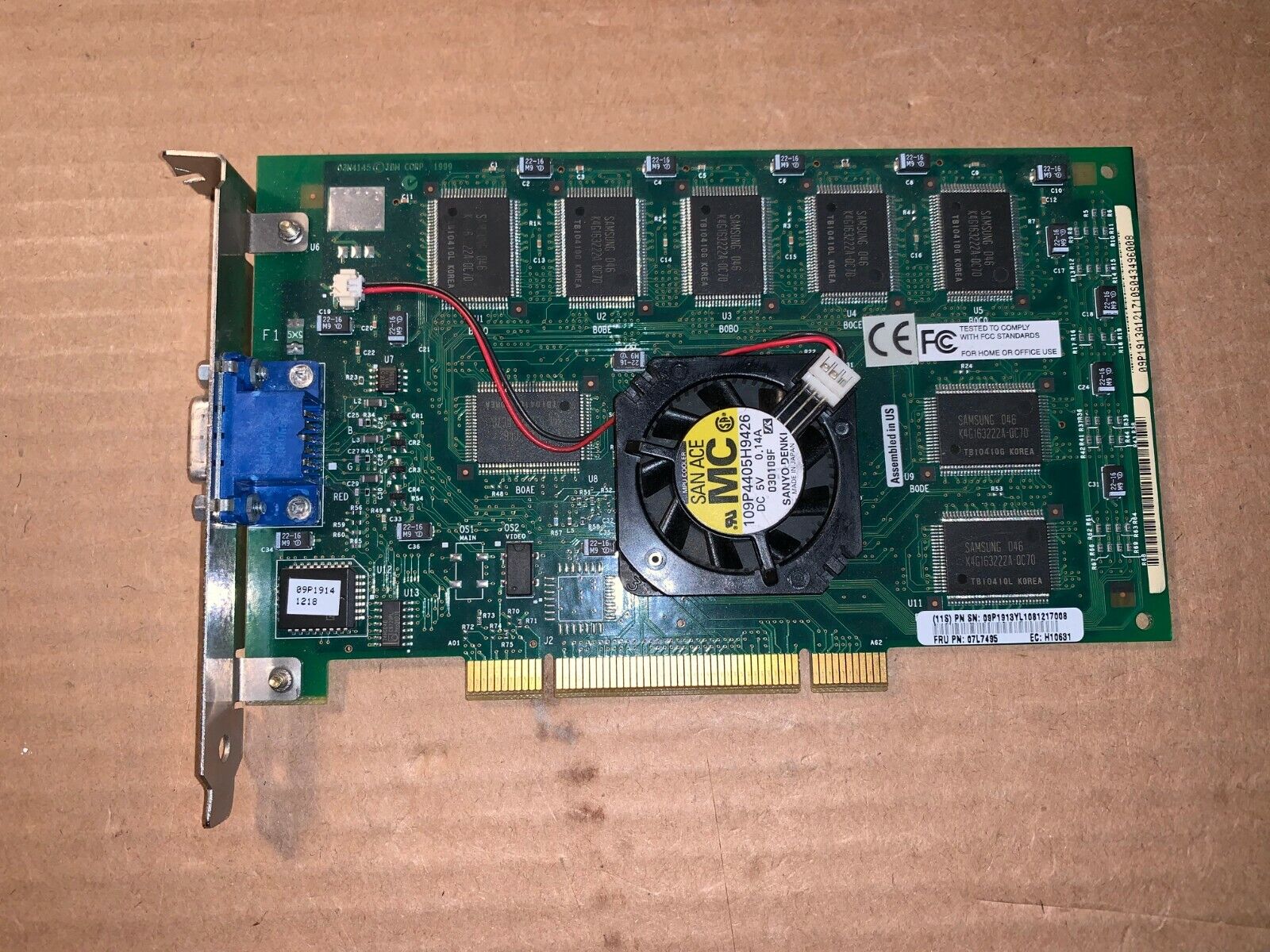 IBM TYPE 1-S POWER GXT2000P PCI 3D GRAPHIC GRAPHICS ACCELERATOR 07L7495 09P1913
