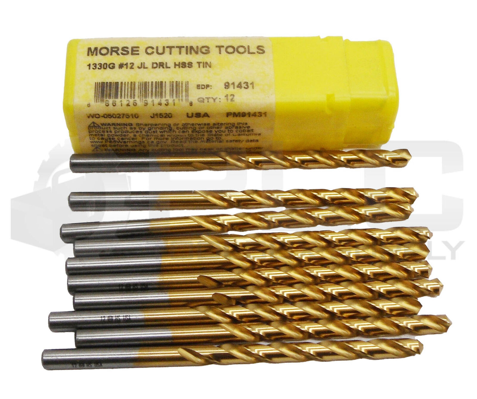 NEW PACK OF 10 MORSE CUTTING TOOLS 91431 #12 JOBBER LENGTH DRILL 1330G