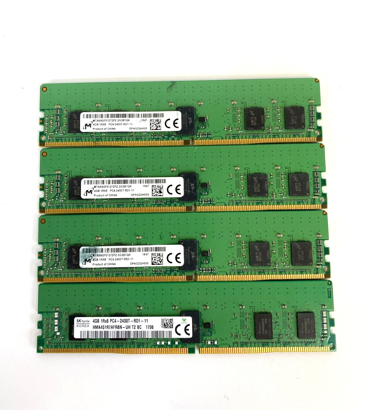 (Lot of 4) SK Hynix 4GB 1Rx8 PC4-2400T-RD1-11 ECC Memory HMA451R7AFR8N-UH