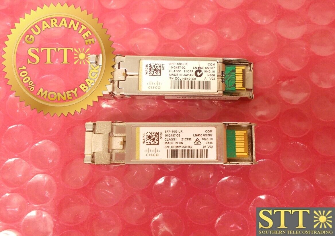 SFP-10G-LR CISCO SFP 10GBASE-LR SM 1310NM 10-2457-02 COUIA75CAA ( LOT OF 2)