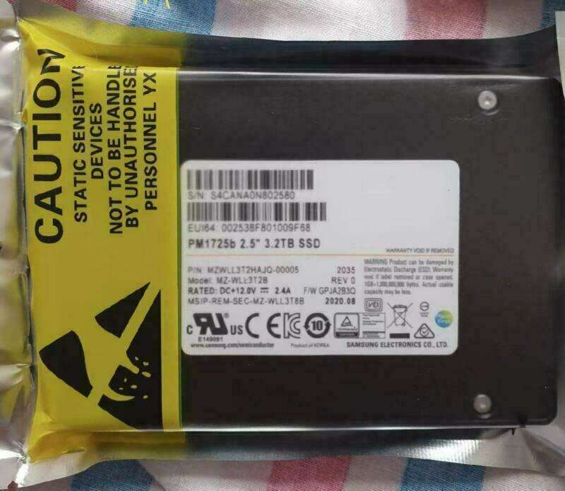 3.2TB Samsung PM1725b SSD U.2 MZWLL3T2HAJQ-00005 MZ-WLL3T2B Solid State Drive