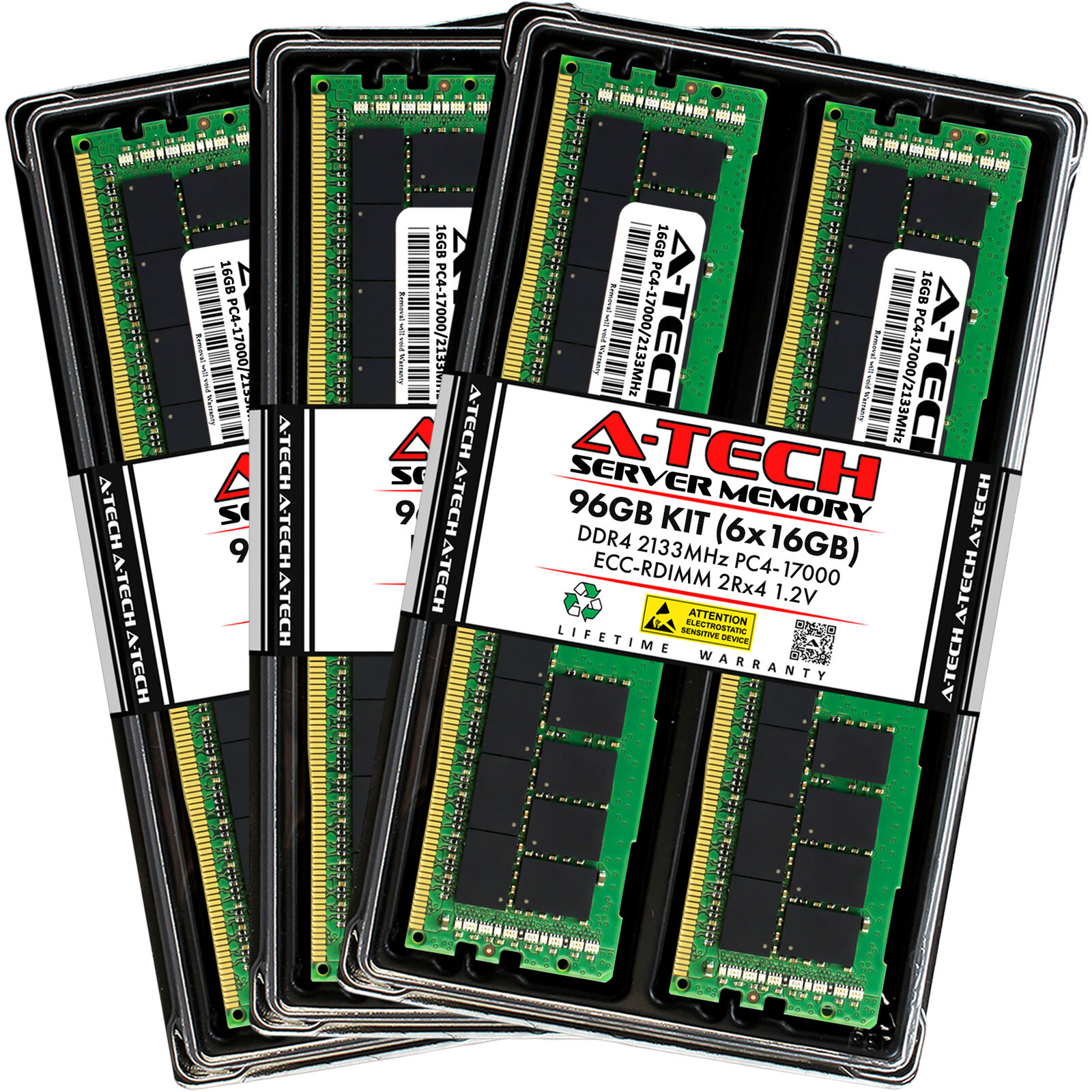 A-Tech 96GB 6x 16GB 2Rx4 PC4-17000R DDR4 2133MHz ECC REG RDIMM Server Memory RAM