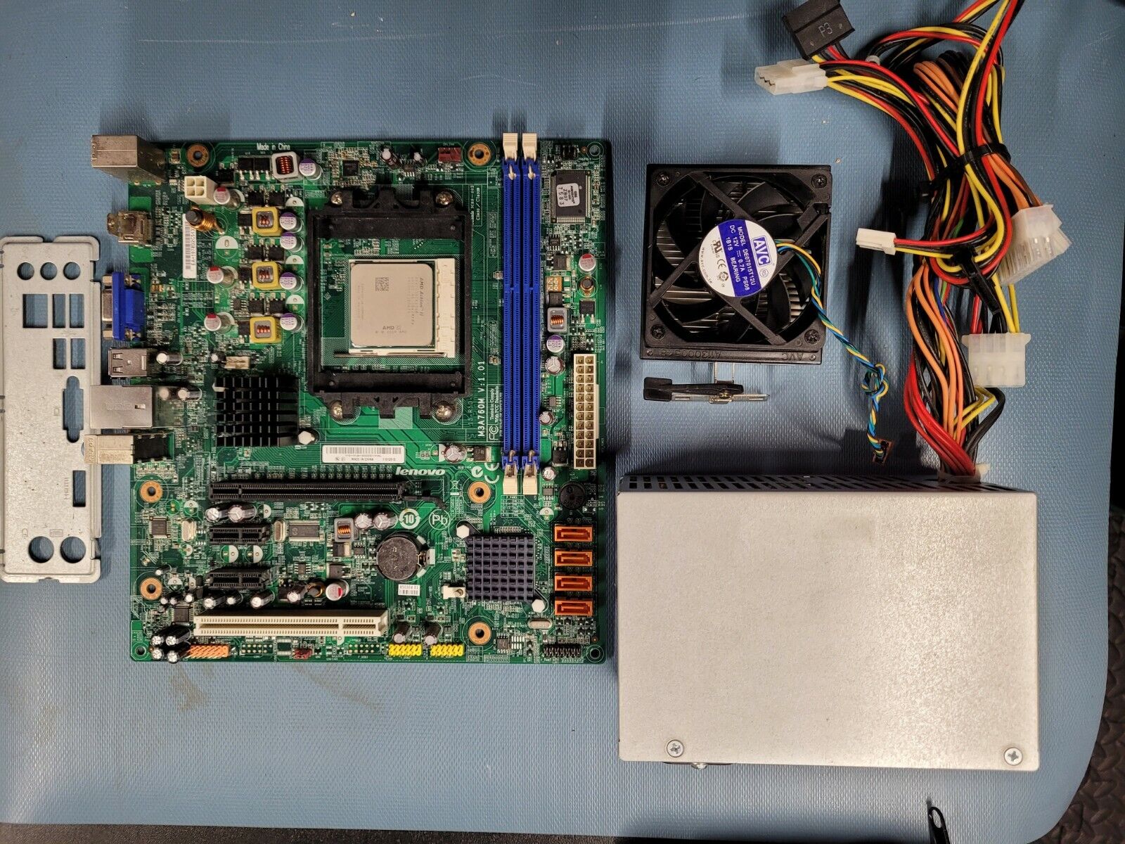 Combo M3A760M V1.01 AMD AM3 DDR3 Motherboard RS780Q-LM5, I/O shield, CPU & PSU