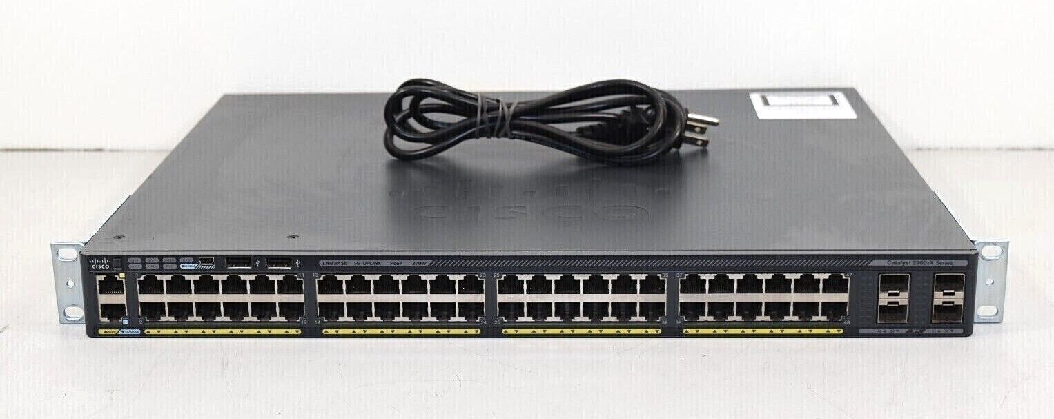 Cisco 2960-X WS-C2960X-48LPS-L PoE+ Network Switch with Stack Mod