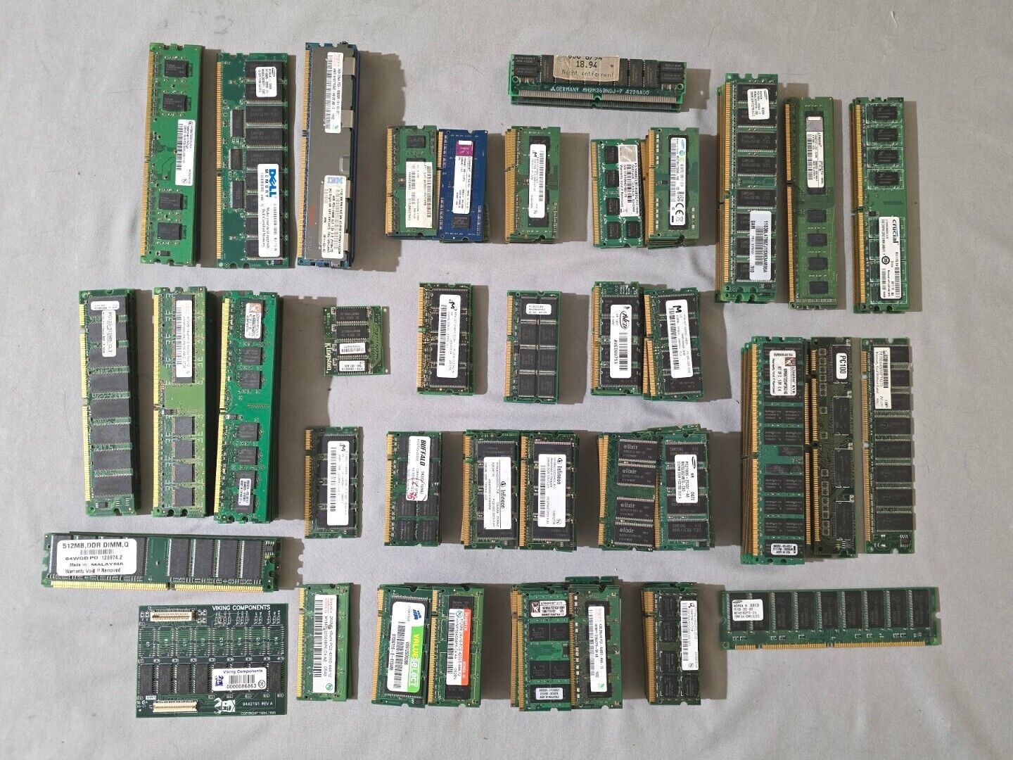 UNTESTED Lot of 176 RAM Memory Modules DDR DDR2 DDR3 SDRAM