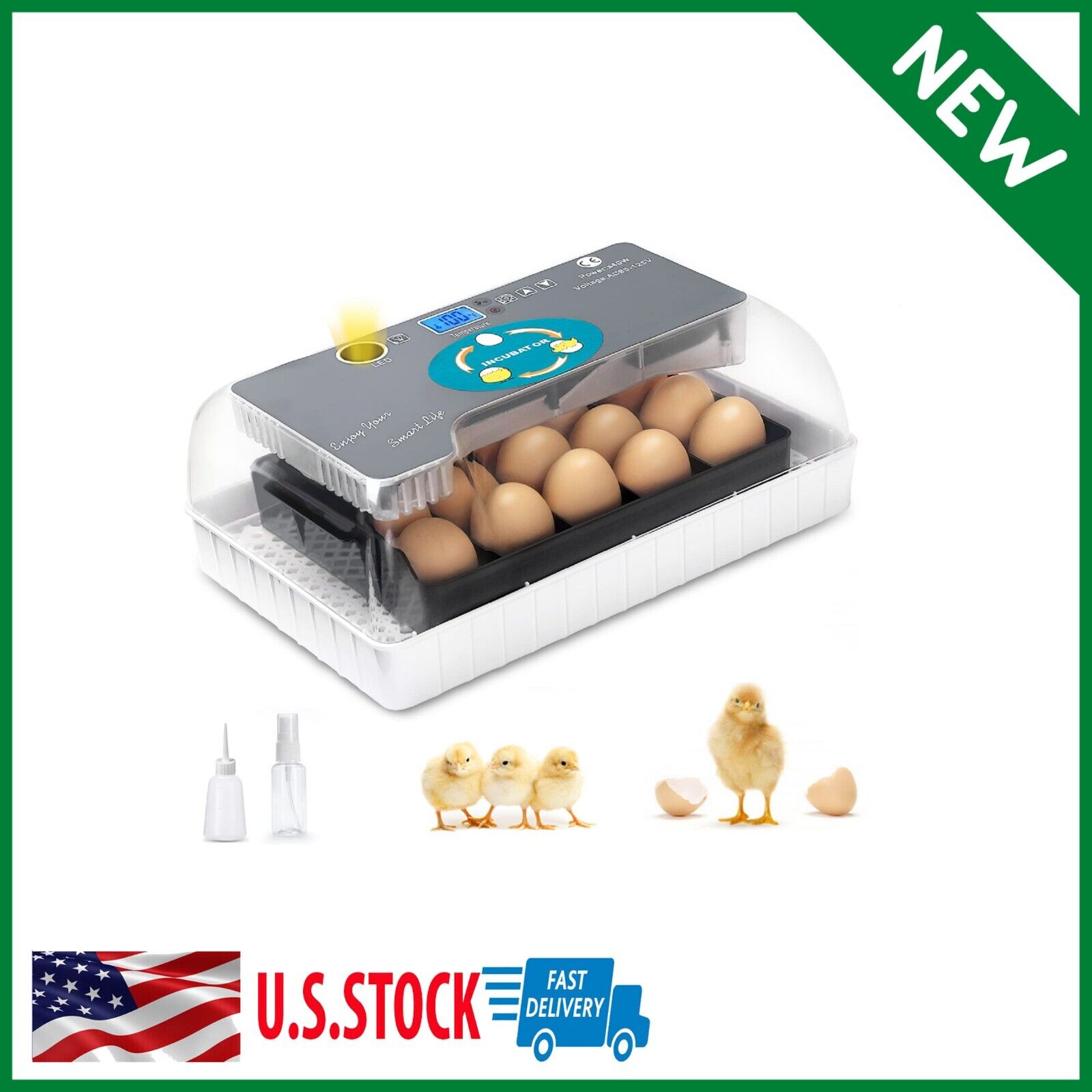 Incubadora De 35 Huevos Con Volteo Automatico Digital Eclosion Egg Incubator NEW