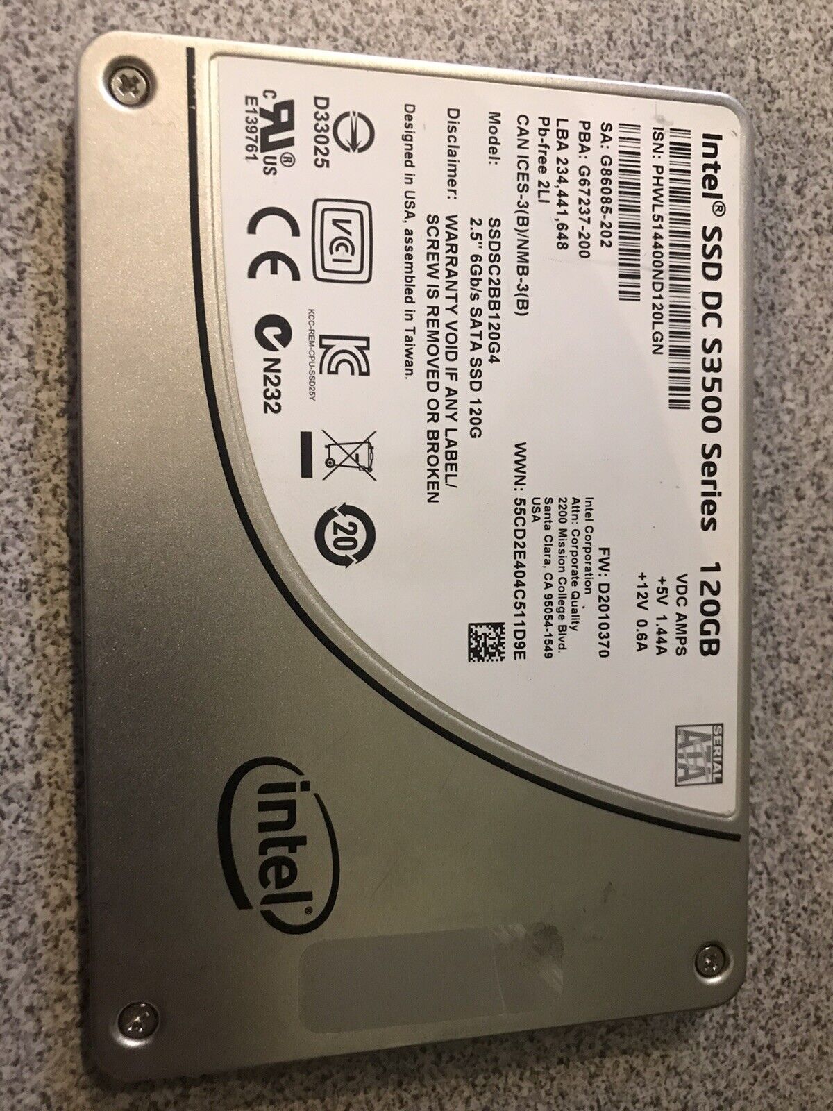 Intel S3500 120GB 2.5\