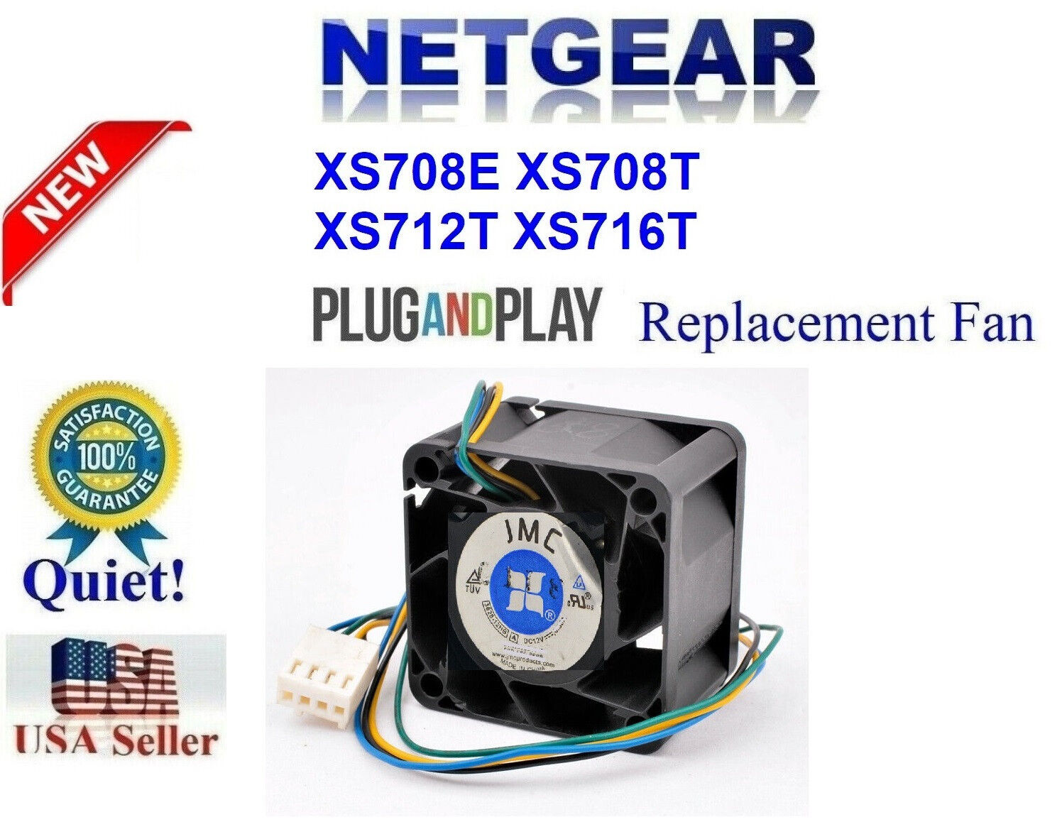 1x **Quiet** Replacement Fan for Netgear ProSafe XS708T XS708E XS712T XS716T