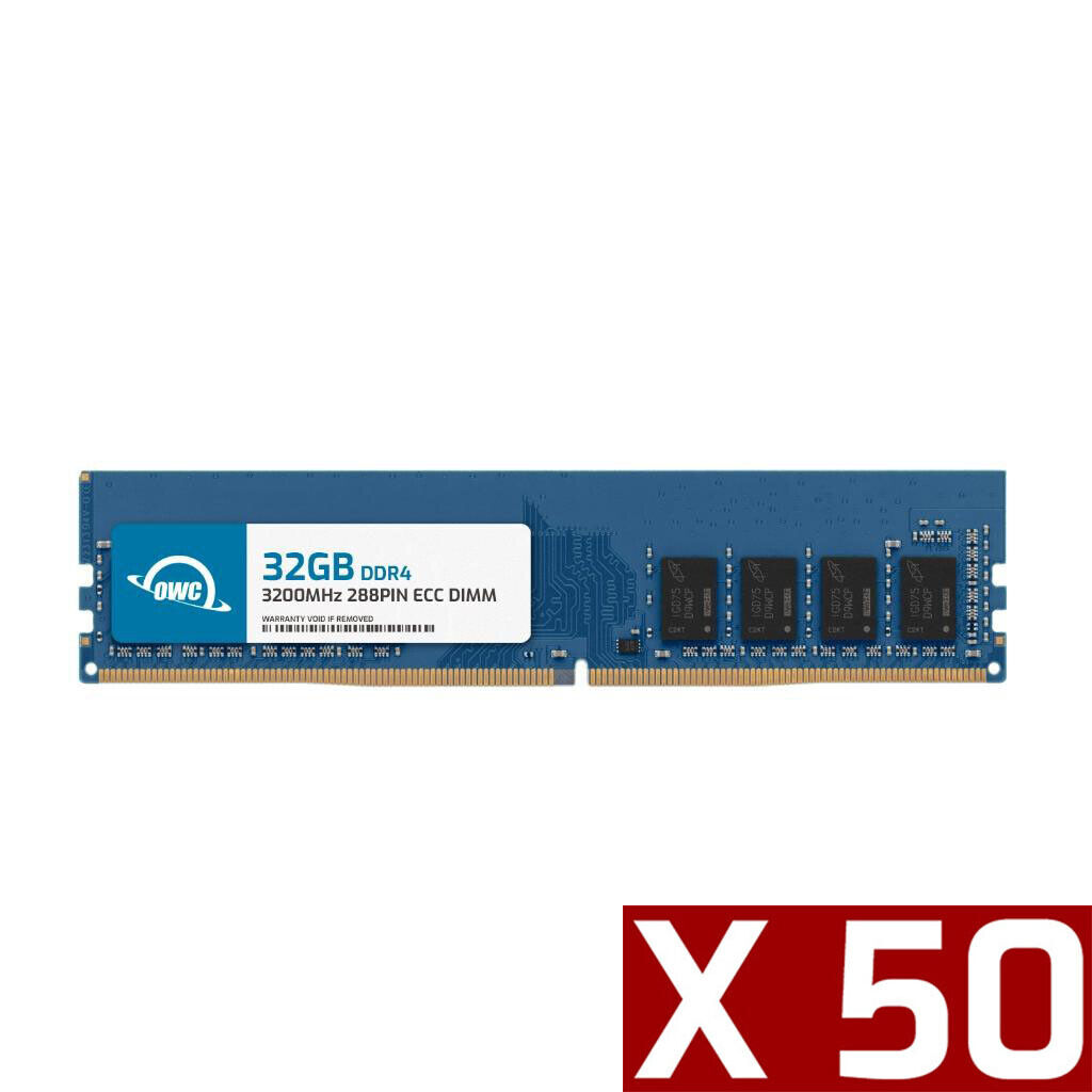 Lot of 50 OWC 32GB DDR4 3200MHz 2Rx8 ECC Unbuffered 288-pin DIMM Memory RAM