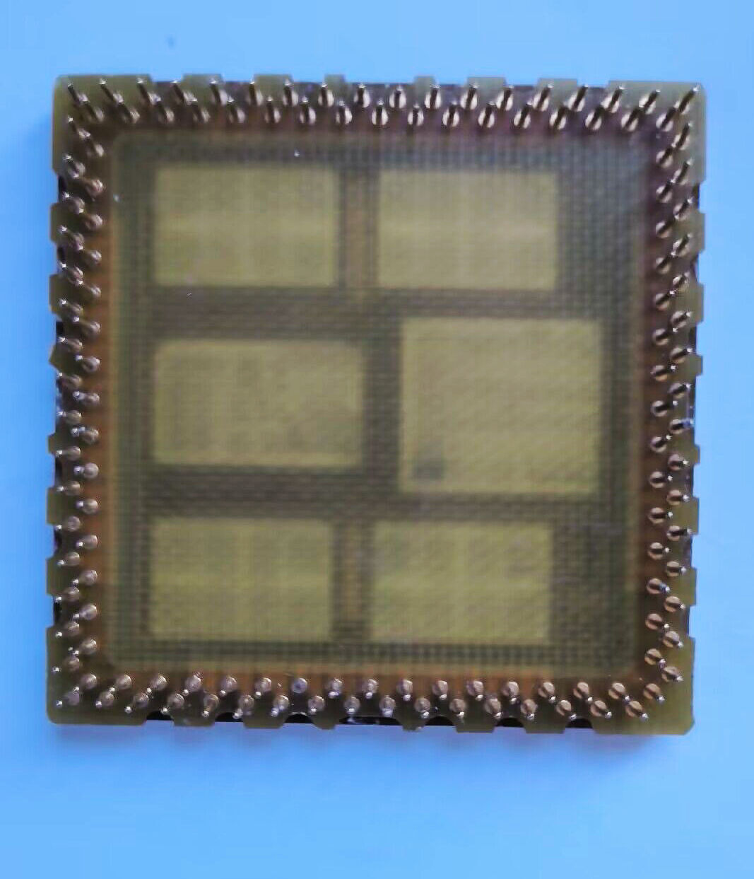Old gold-plated CPUs. early Intel CPUs, largely extinct, missing a pin
