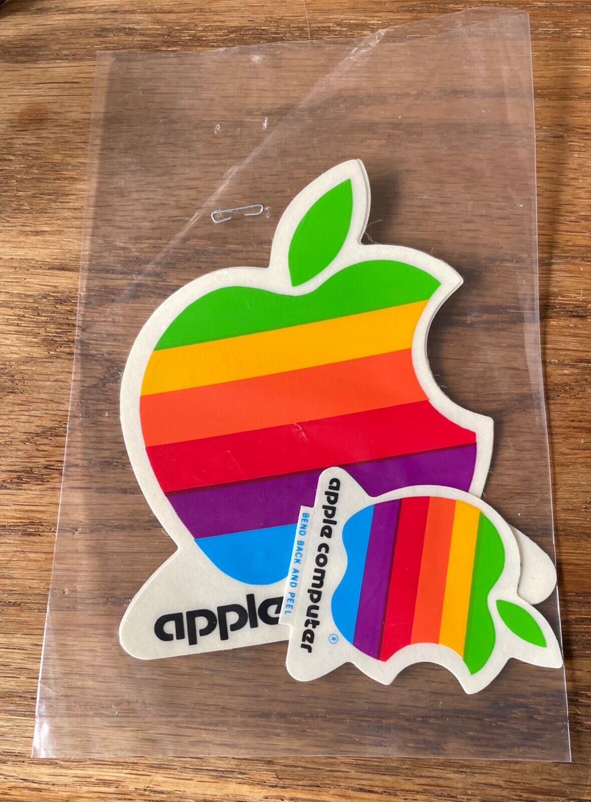 2 Vintage Original 1980s Apple Macintosh Computer Logo Rainbow Decal Stickers
