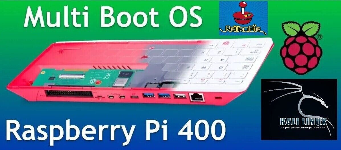 Multi boot- Kali+RetroPi+Raspbian-SSD NVMe (128GB) + USB 3.1 - Raspberry Pi 400