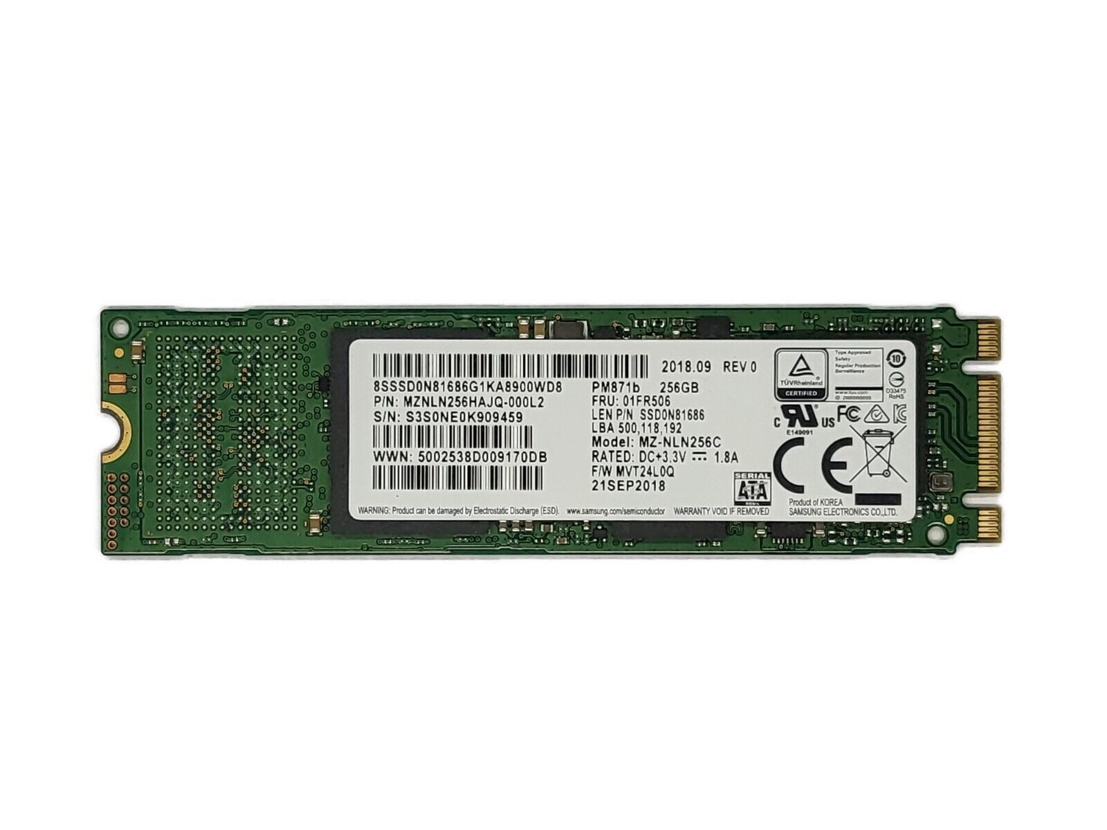 Samsung 256GB SSD M871b SATA M.2 MZNLN256HAJQ-000L2 MZ-NLN256C