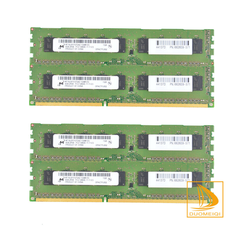 16GB Micron 4x 4GB 2RX8 PC3-12800E DDR3 1600MHz ECC Reg-DIMM Server Memory RAM $