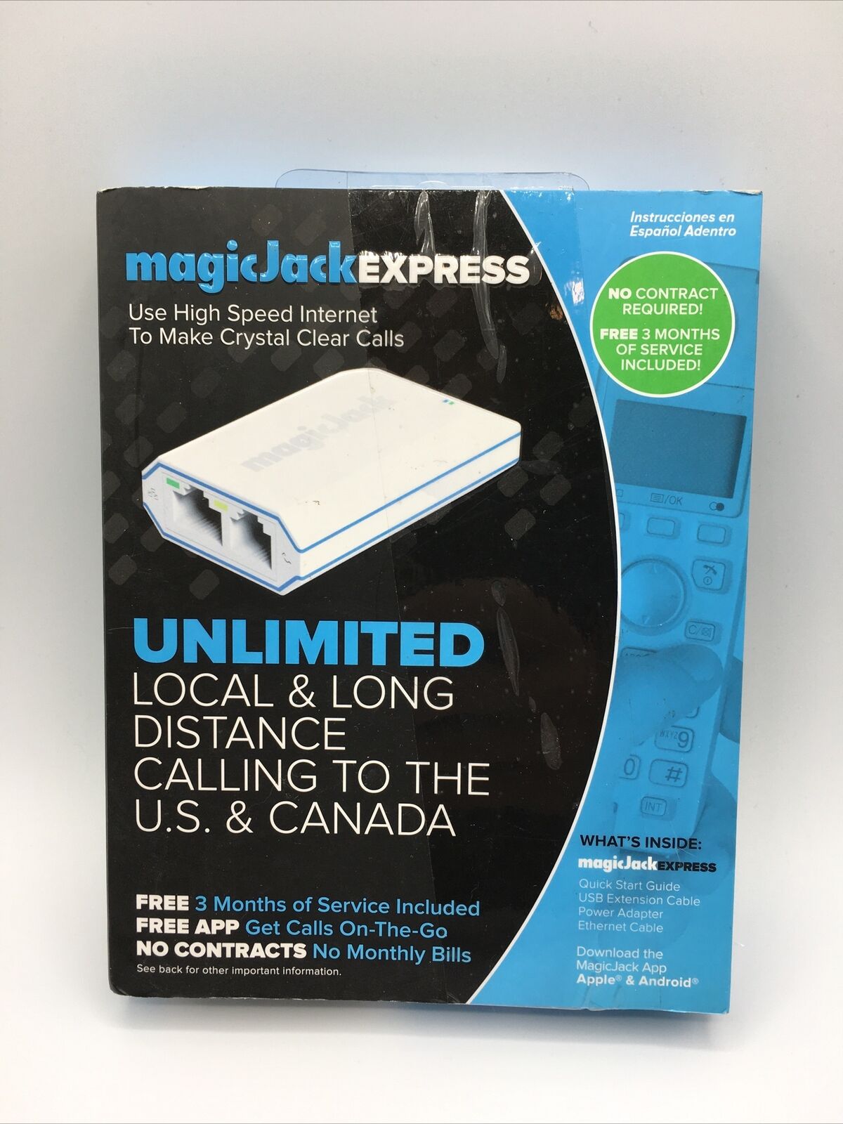 Magic Jack EXPRESS Digital Phone VoIP Service 3 Months of Service Free Magicjack