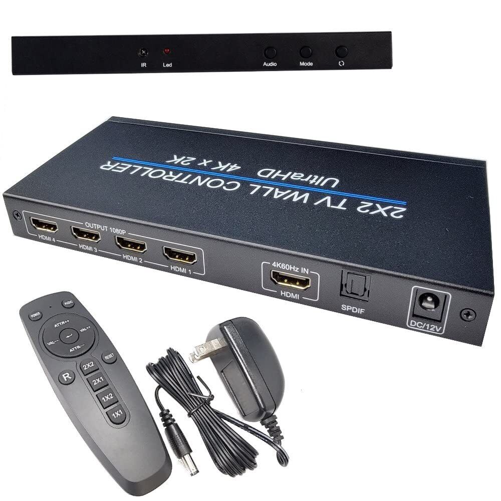 2x2 TV Wall Controller UltraHD 4Kx2K 1080P 60Hz Screen Splicing, HDMI Input 4...