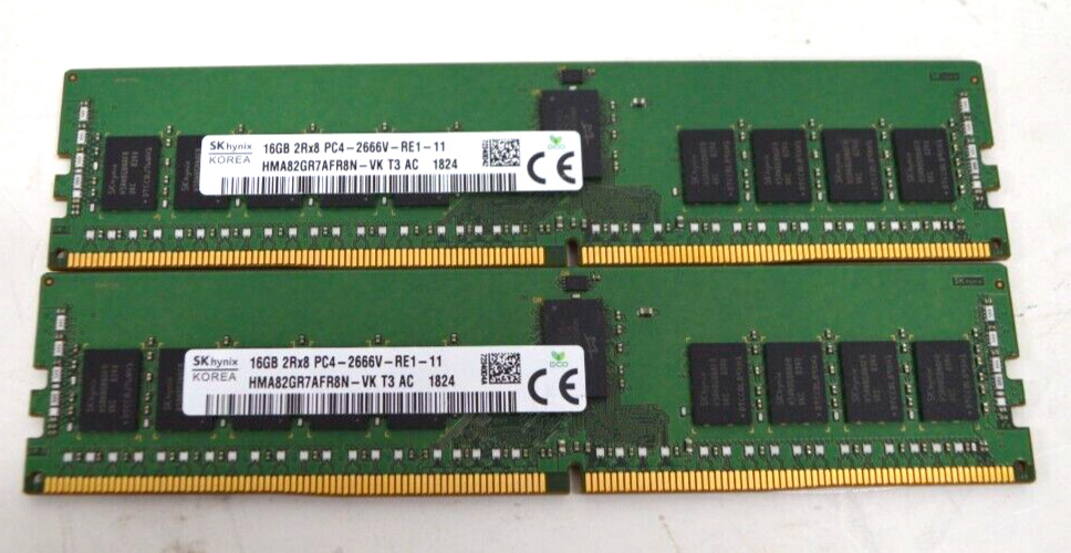 32GB (2x16GB) SK Hynix 2Rx8 PC4-2666V-RE1-11 HMA82GR7AFR8N-VK Memory