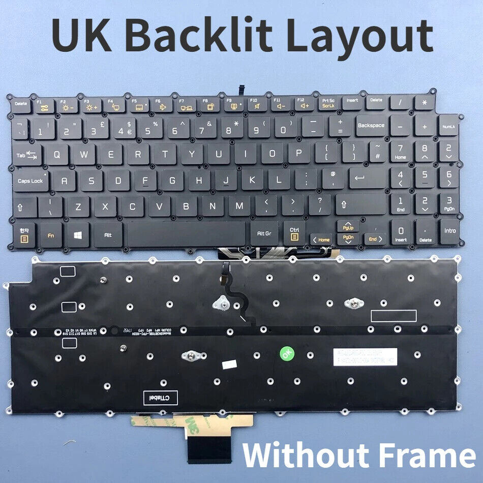 UK Backlit Keyboard For LG Gram 15Z990 15ZB990 15ZD990 17Z990 17ZB990 17ZD990