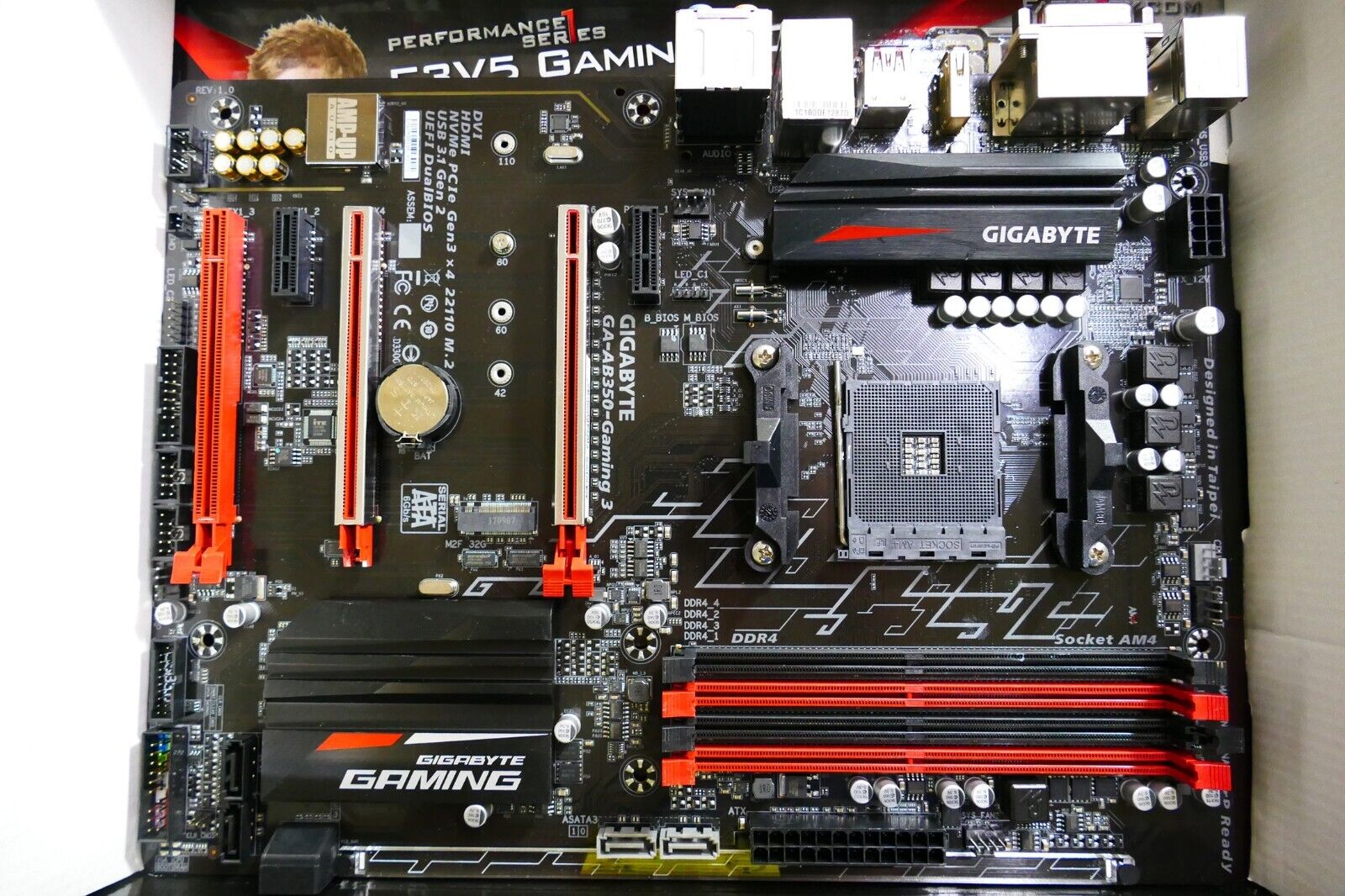Gigabyte GA-AB350-GAMING 3 ATX AM4 64GB DDR4 Motherboard Used