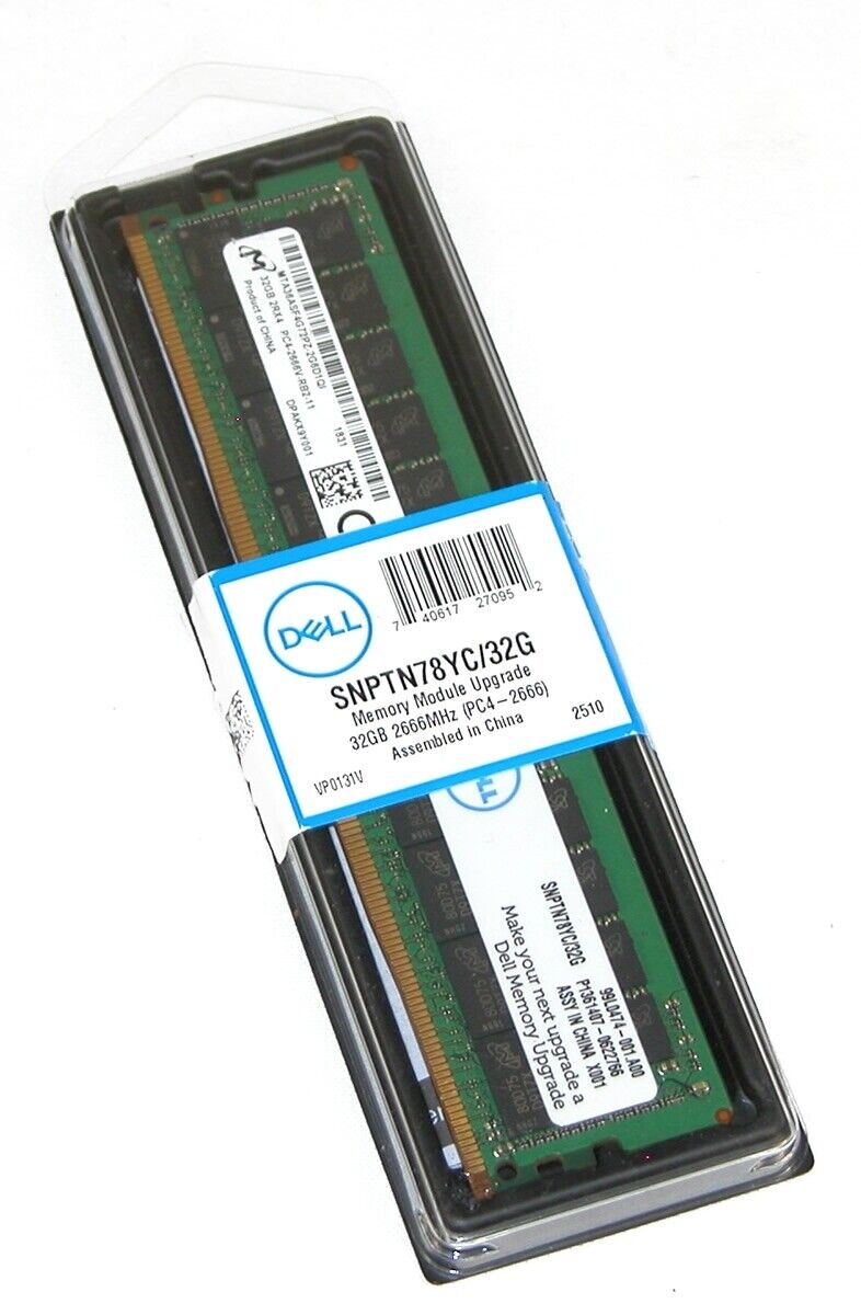NEW Dell SNPTN78YC/32G MTA36ASF4G72PZ-2G6D1 32GB 2Rx4 RDIMM DDR4-2666 Server