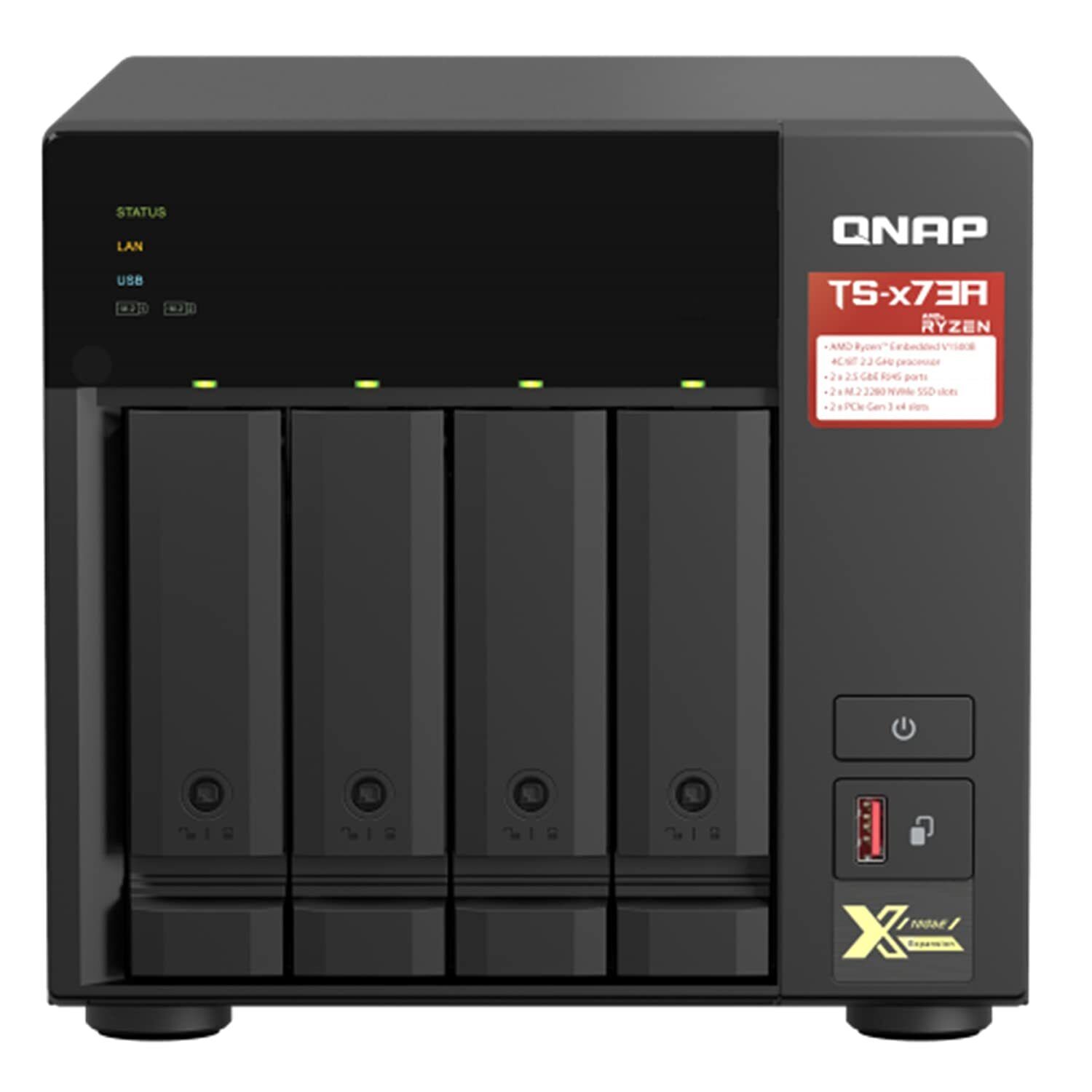 QNAP TS-473A-8G-US 4 Bay High-Speed Desktop NAS with AMD Ryzen 4-core CPU, 8GB