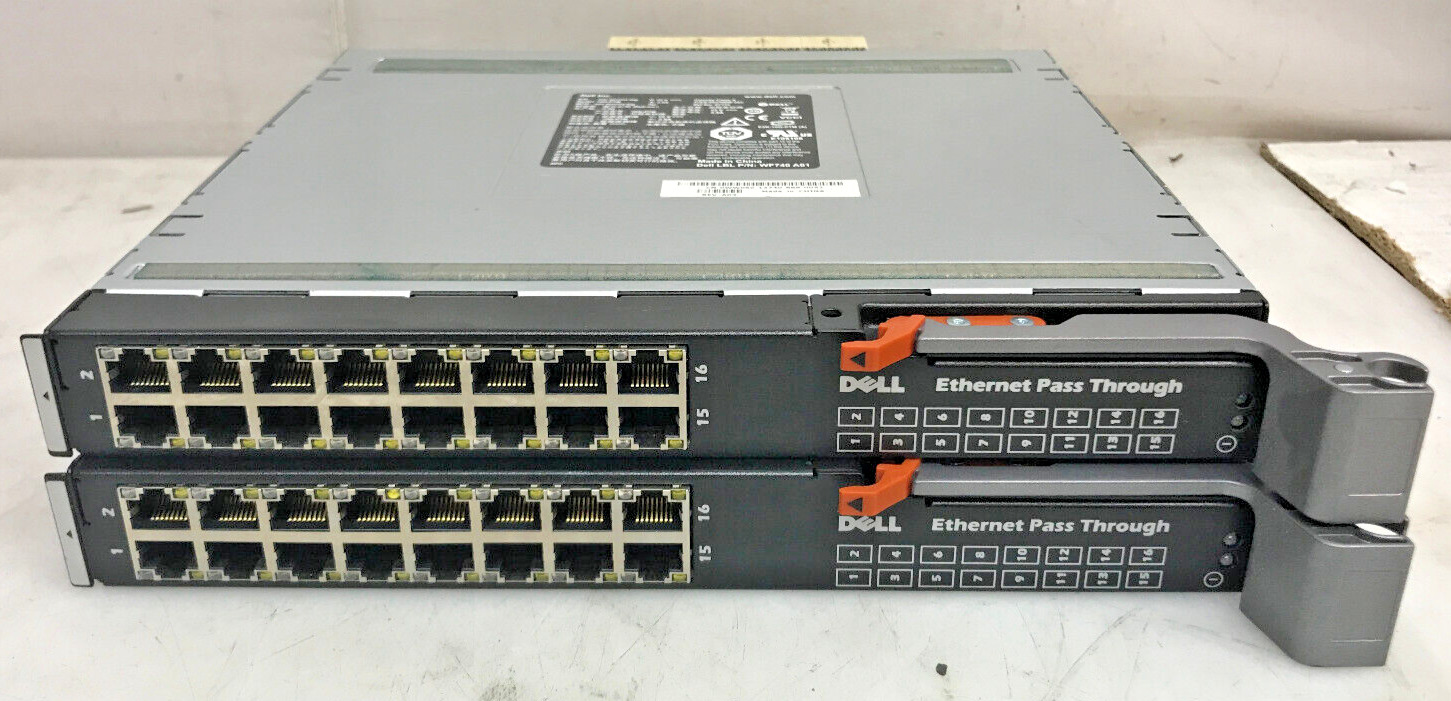 Lot of 2 Dell 10G-PTM PowerEdge M1000e 16-Port 1GB Ethernet Pass Through Module