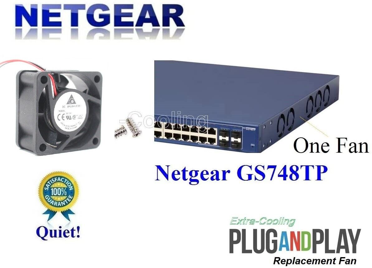 1x NETGEAR ProSAFE GS748TP Fan Replacement Low noise Delta fan best for HomeLab