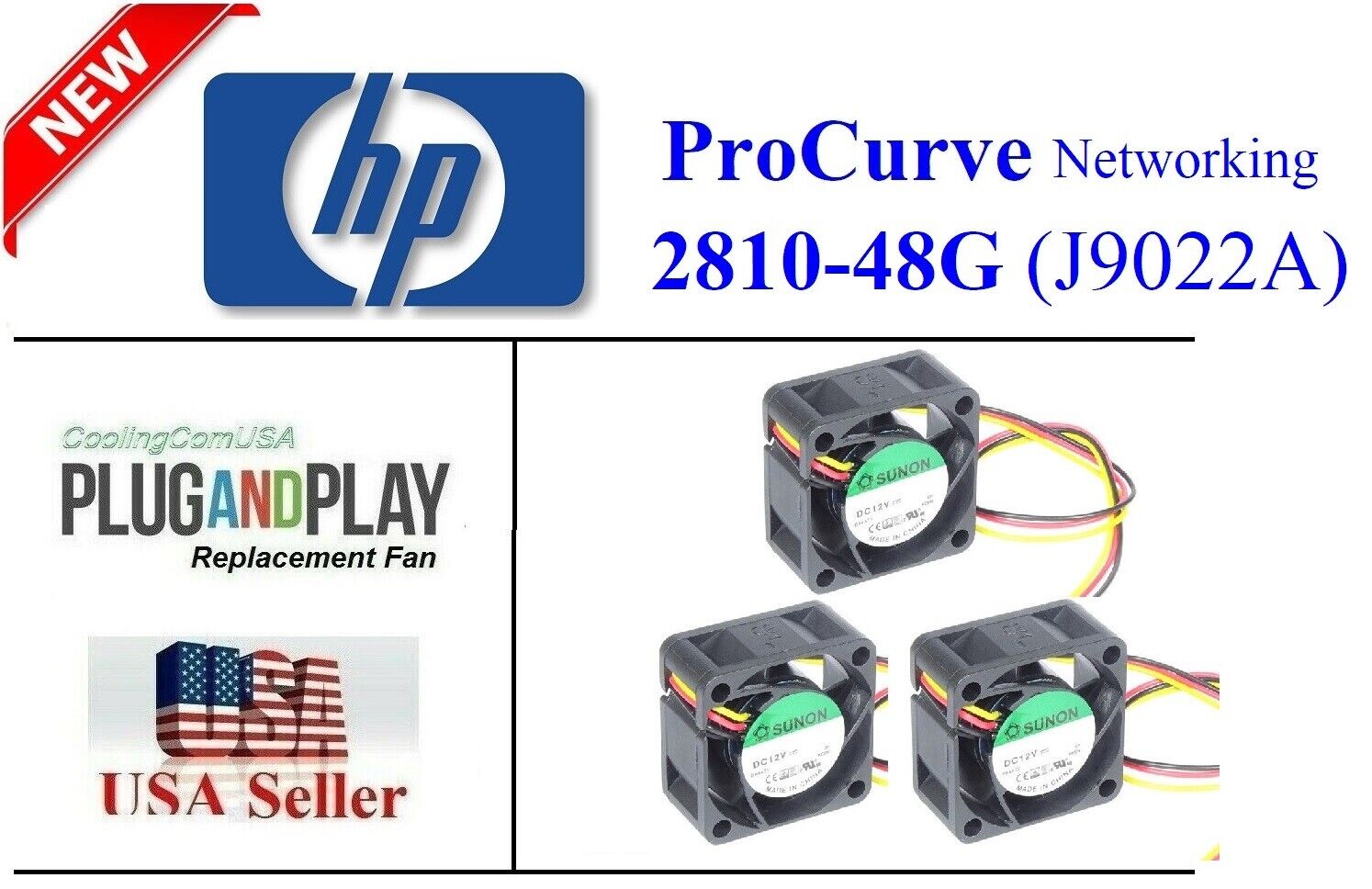 3x Replacement Fans for HP ProCurve 2810-48G Fan Kit (J9022A)