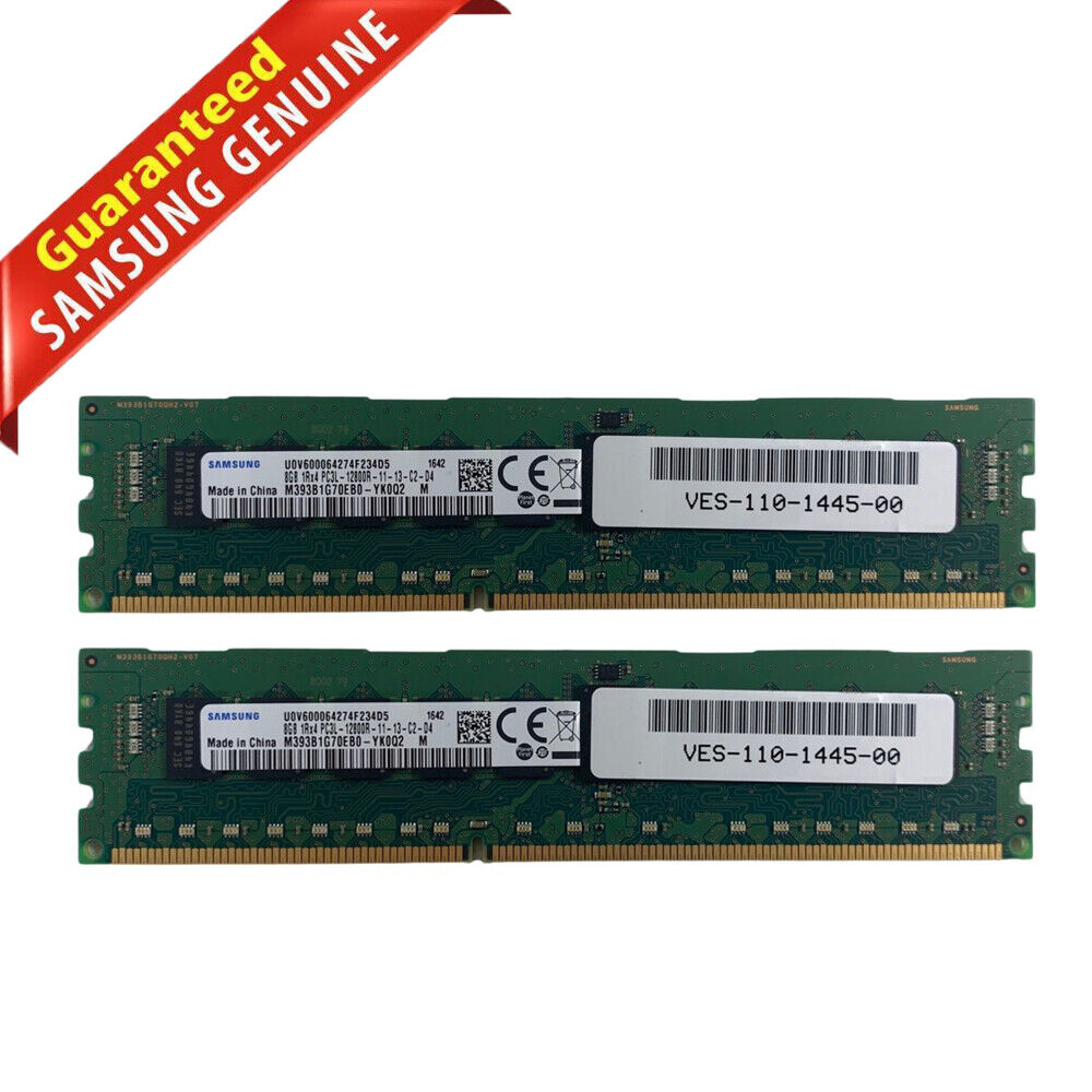 Lot of 2 Samsung M393B1G70QH0-YK0 PC3-12800 DDR3 2x8GB Server RAM Memory Module