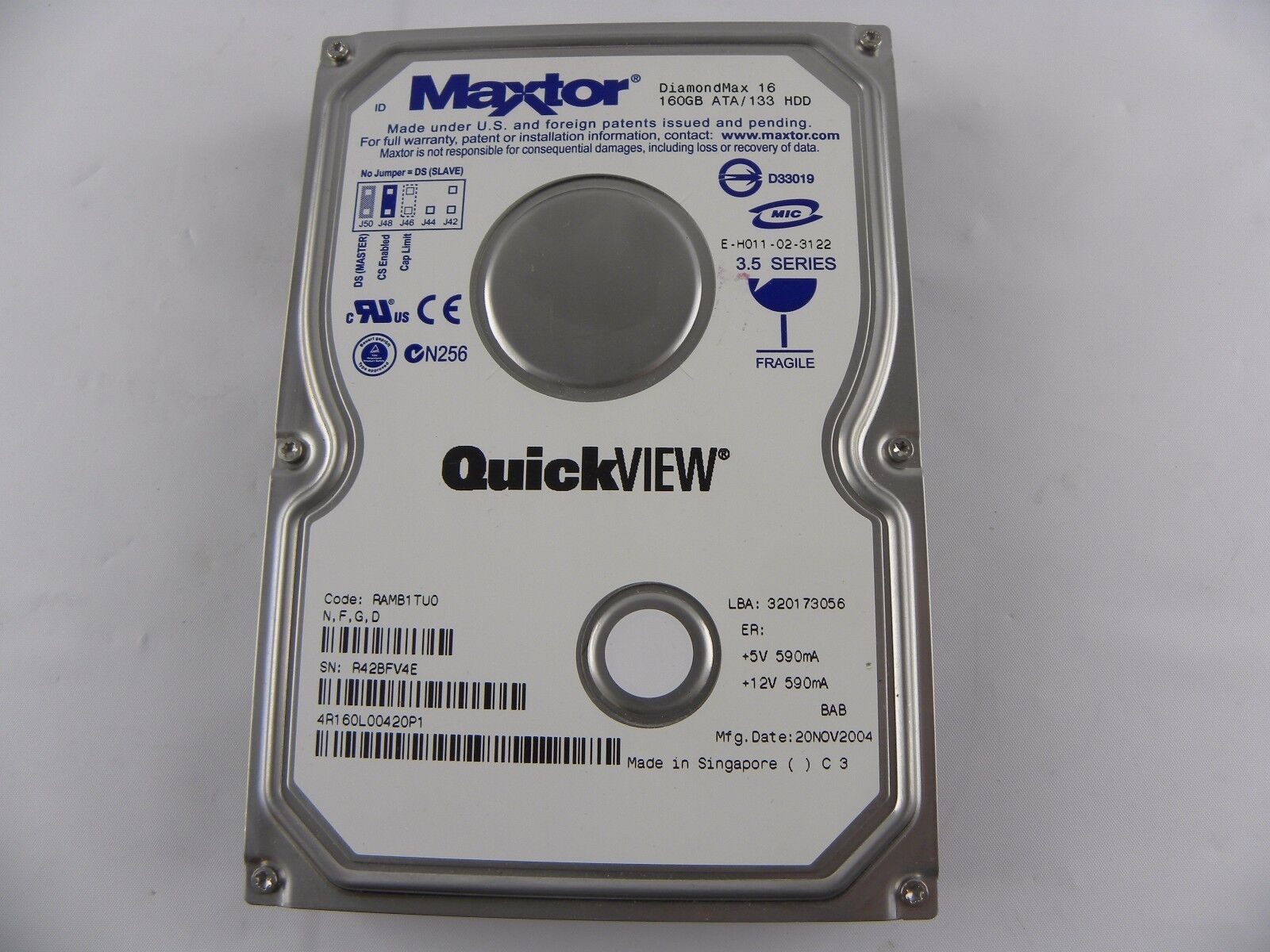 Maxtor 4R160L00420P1 160GB, 7200RPM, IDE Internal Hard Drive 